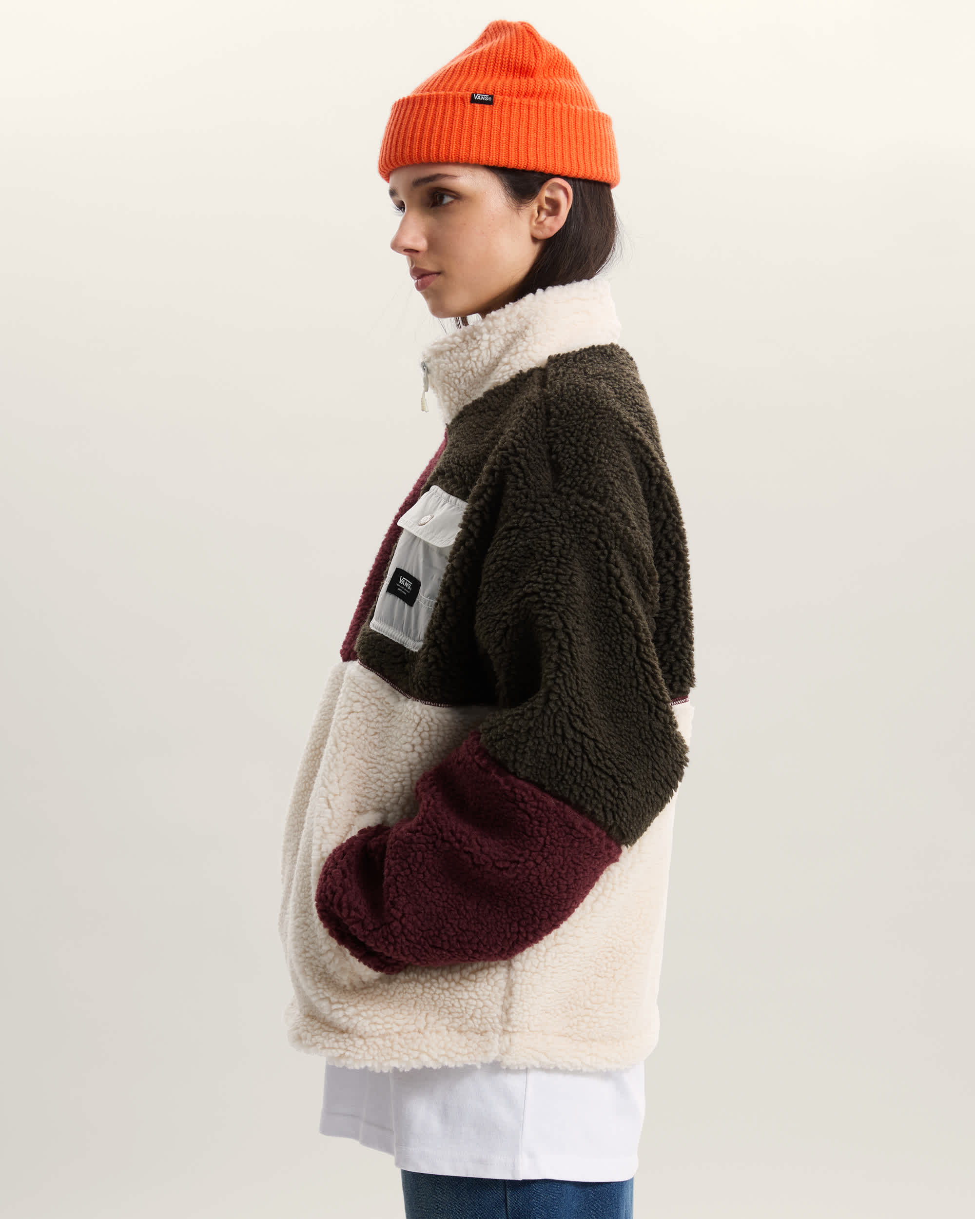 Chaqueta con cremallera integral y bloques de color Wren VANS Burdeos ALT4