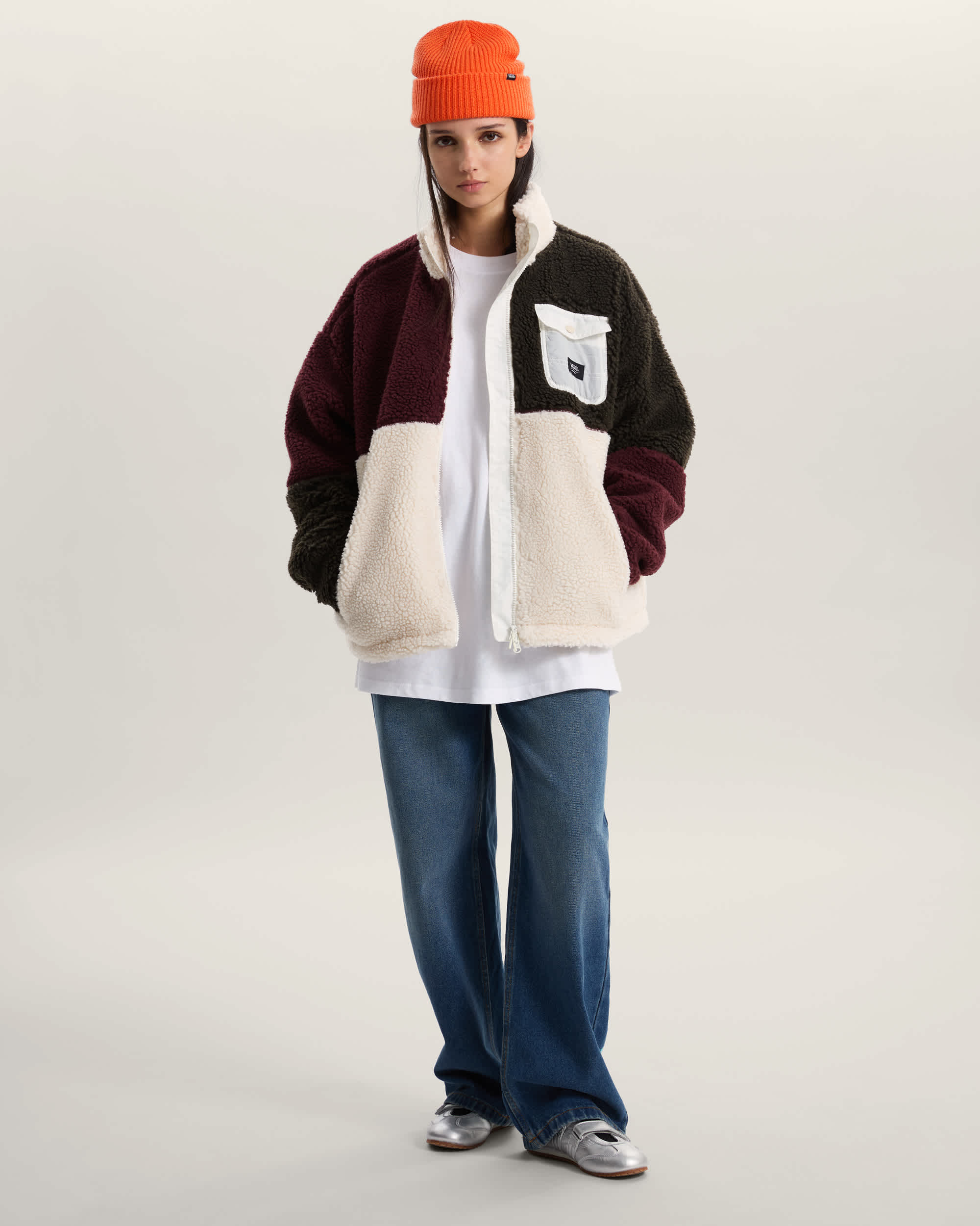 Chaqueta con cremallera integral y bloques de color Wren VANS Burdeos ALT5