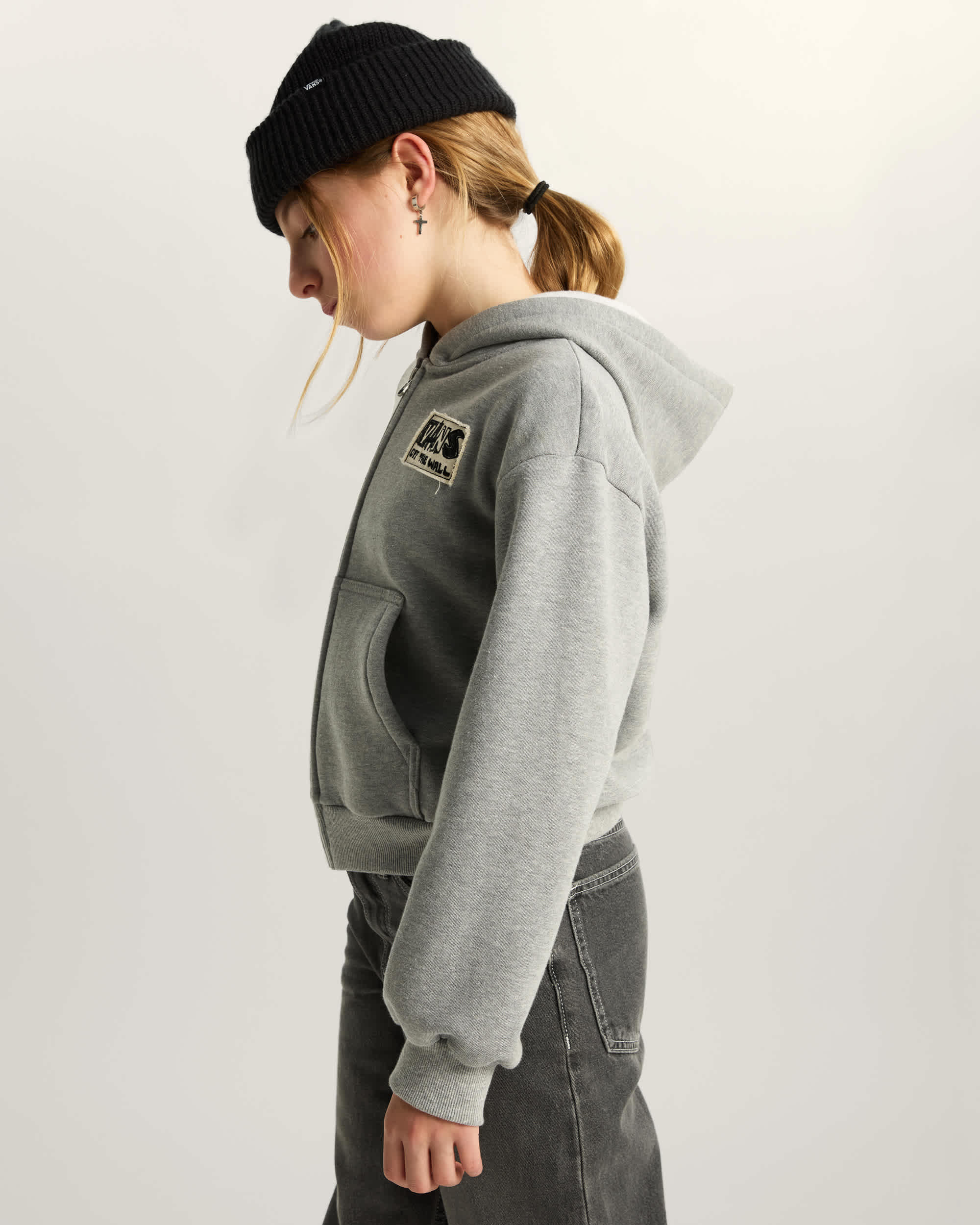 Sweat  capuche zipp VanArchy Enfant 814 ans VANS Gris ALT4