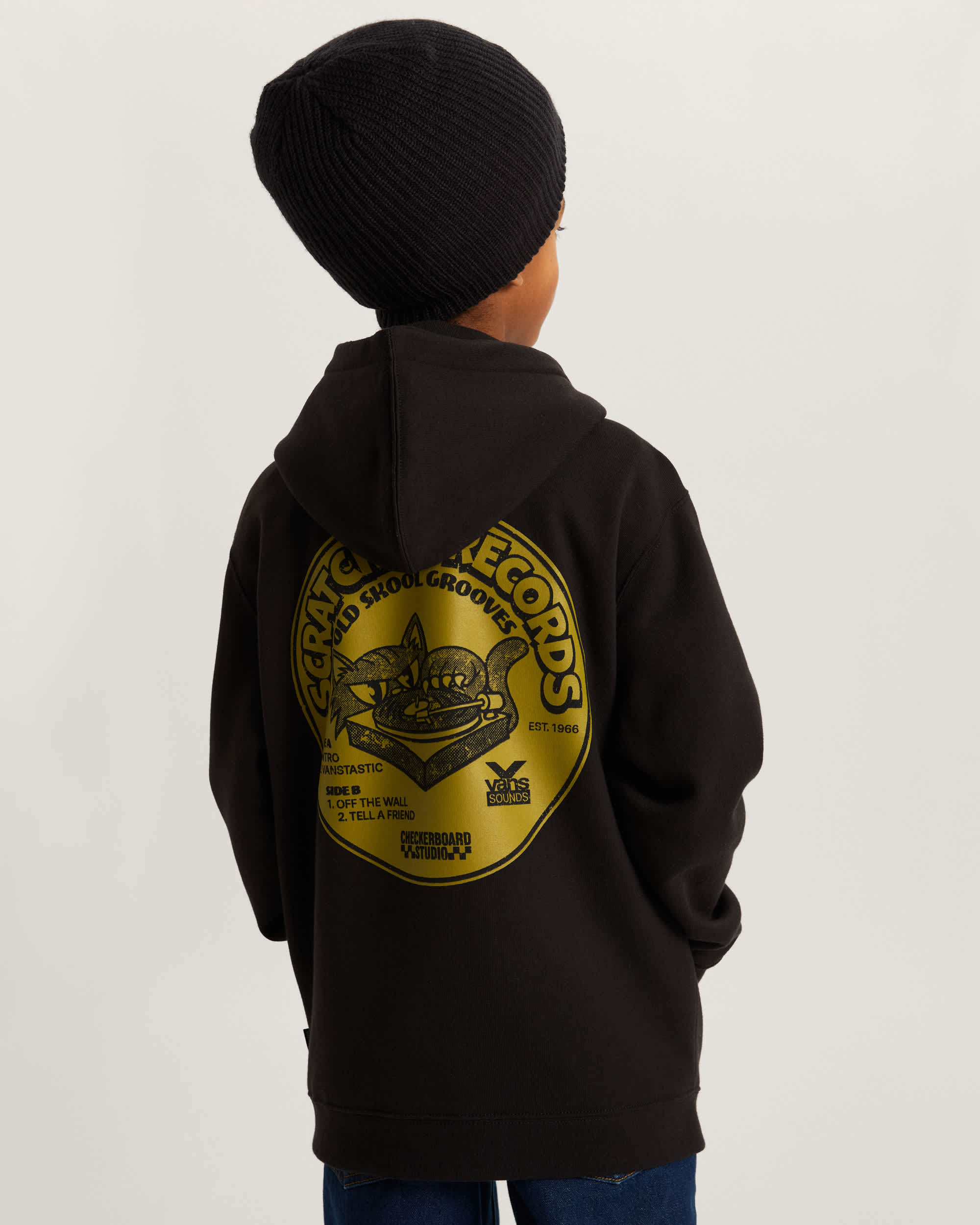 Sweat  capuche Scratched Records Enfant 814 ans VANS Noir ALT3