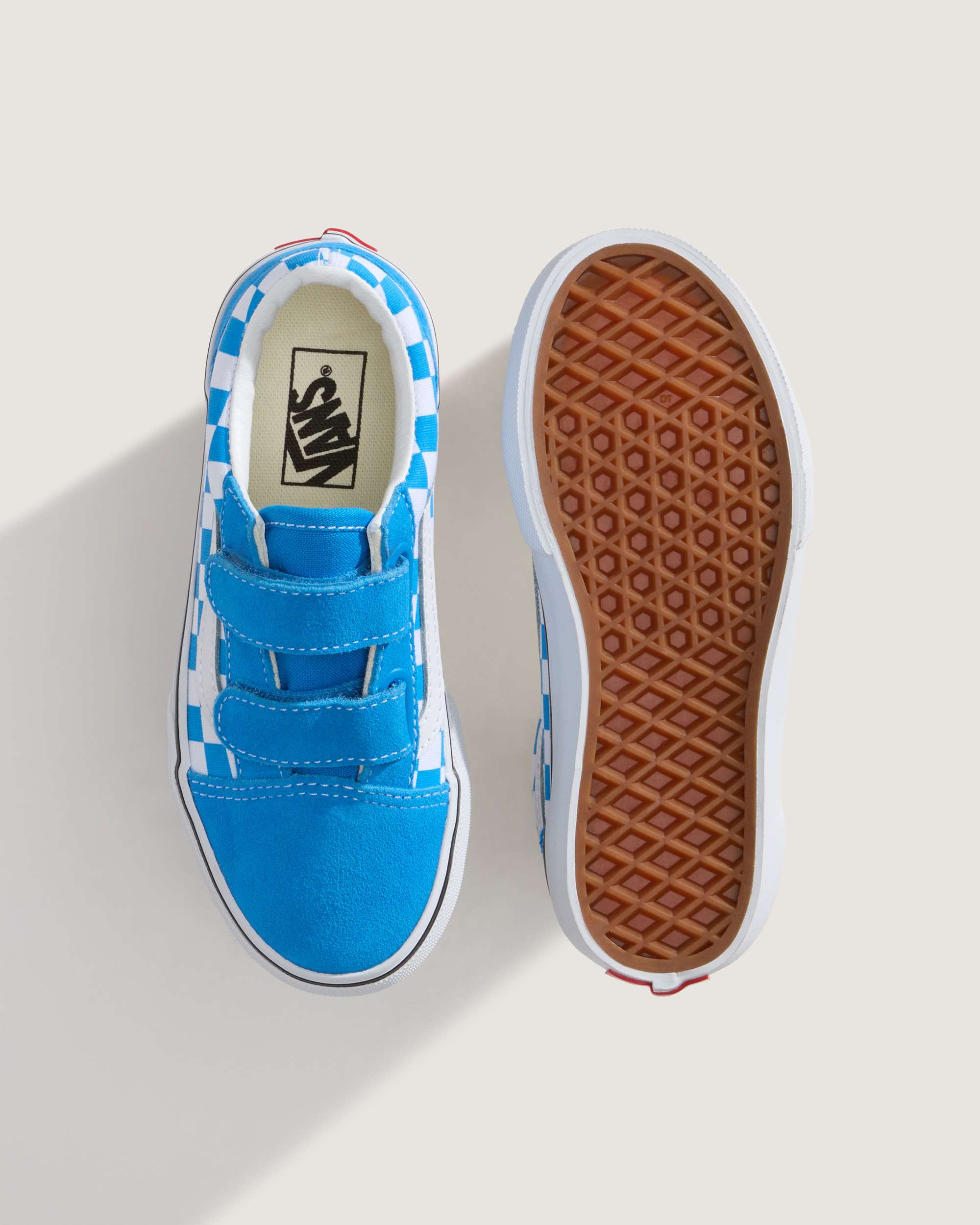Kids Old Skool V Checkerboard Shoes 48 Years VANS Blue ALT2