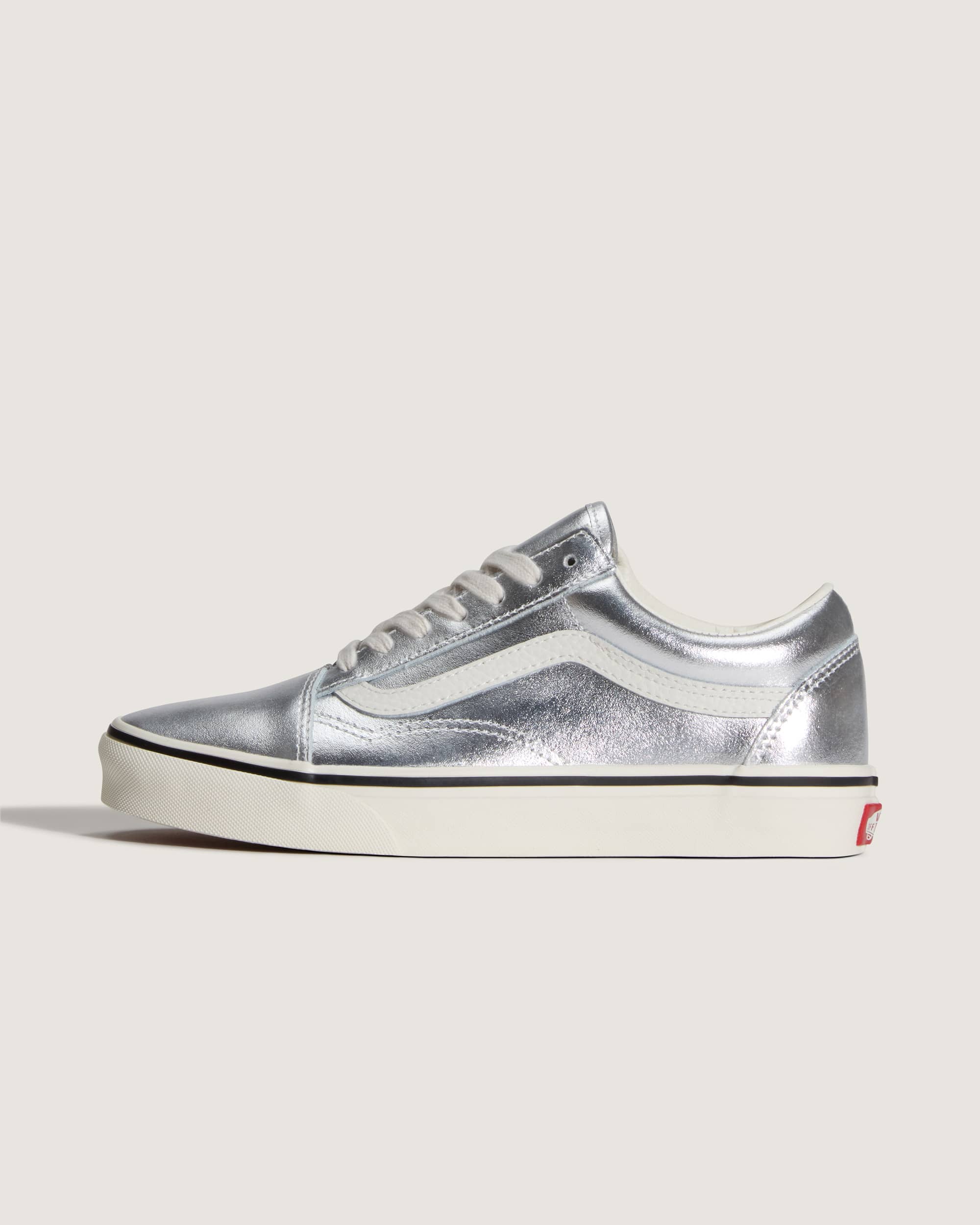Old Skool LEATHER METALLIC SILVER VANS Silver HERO