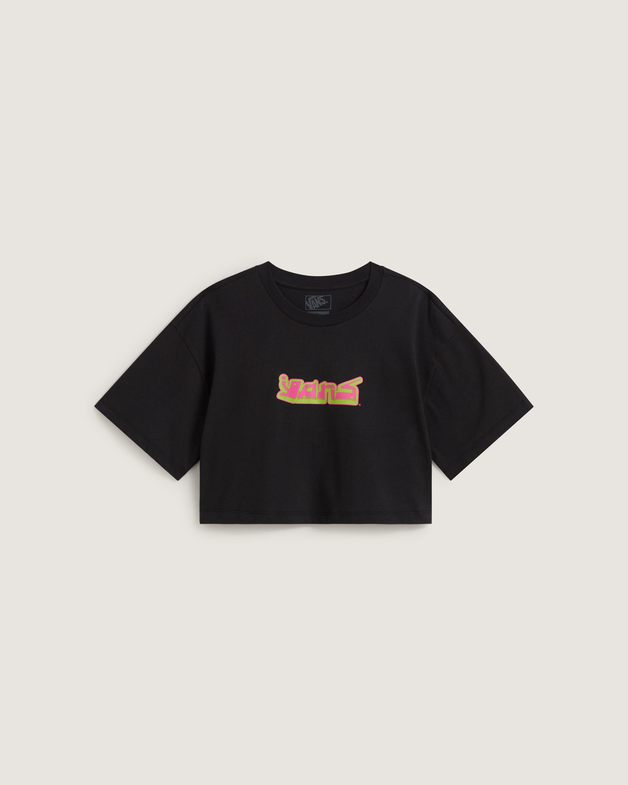 Y2K Boho Relax Crop TShirt VANS Black HERO