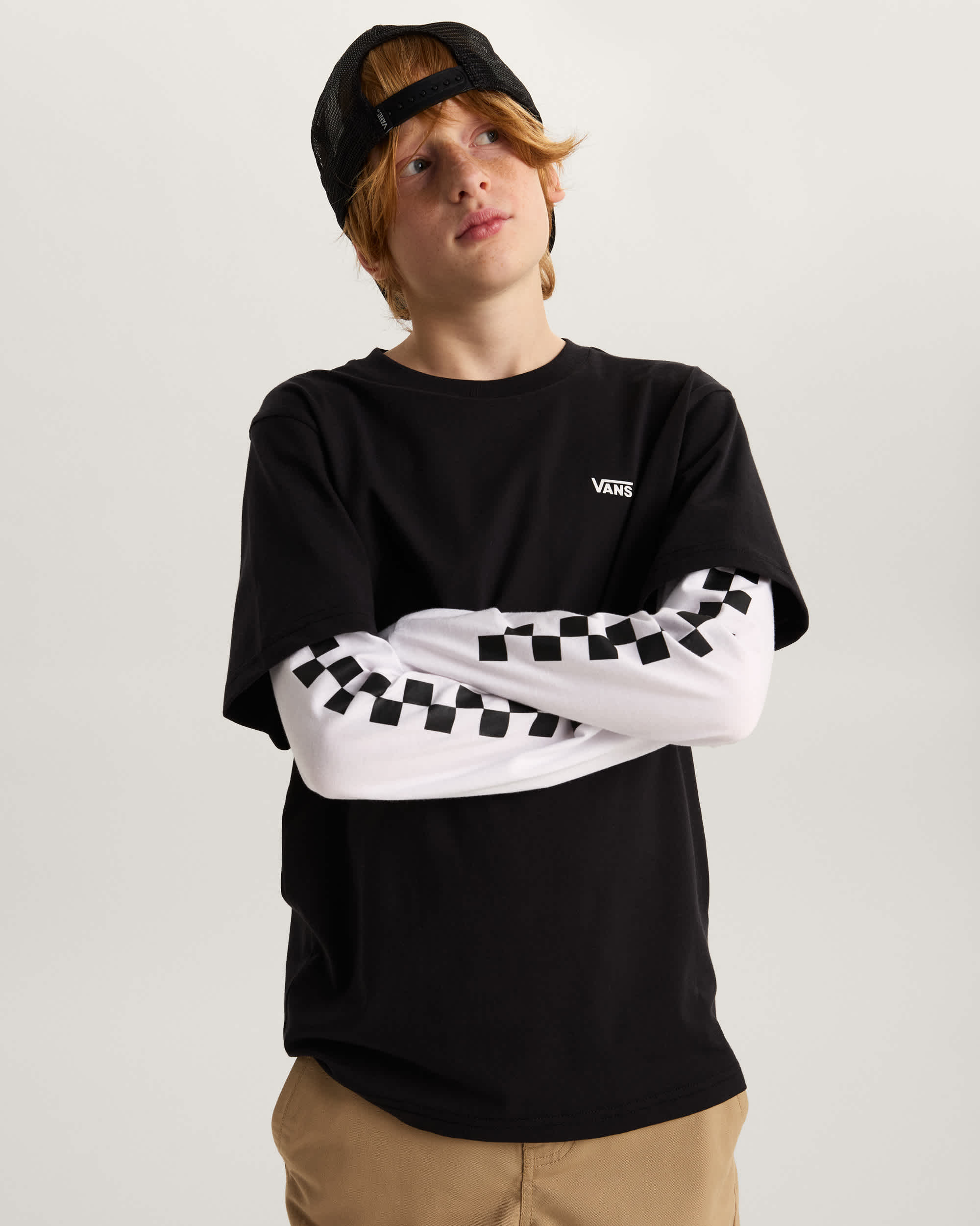 LONG CHECK TWOFER TShirt 814 Years VANS Black ALT2