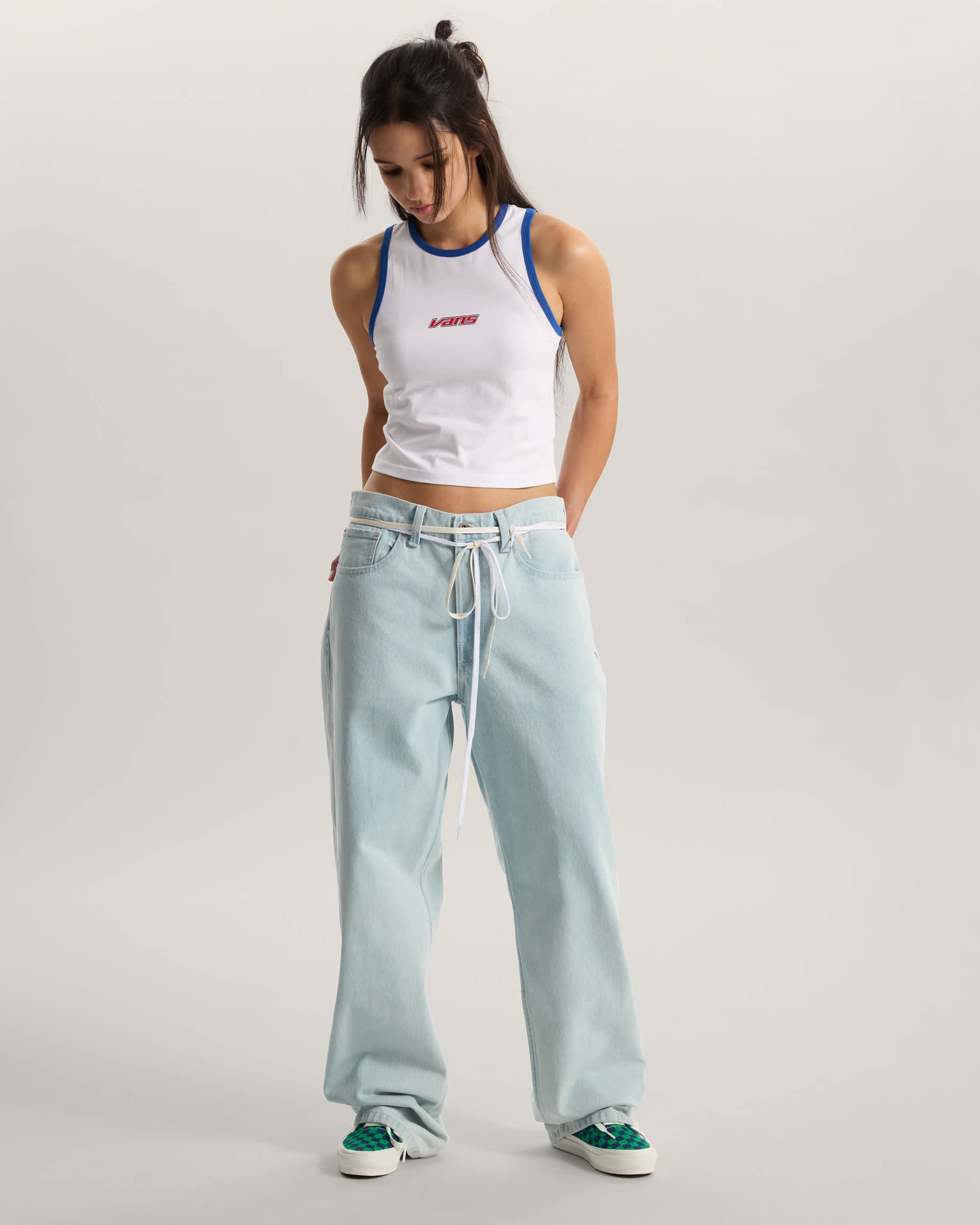 Chaussures Premium Authentic Checkerboard VANS Vert ALT4