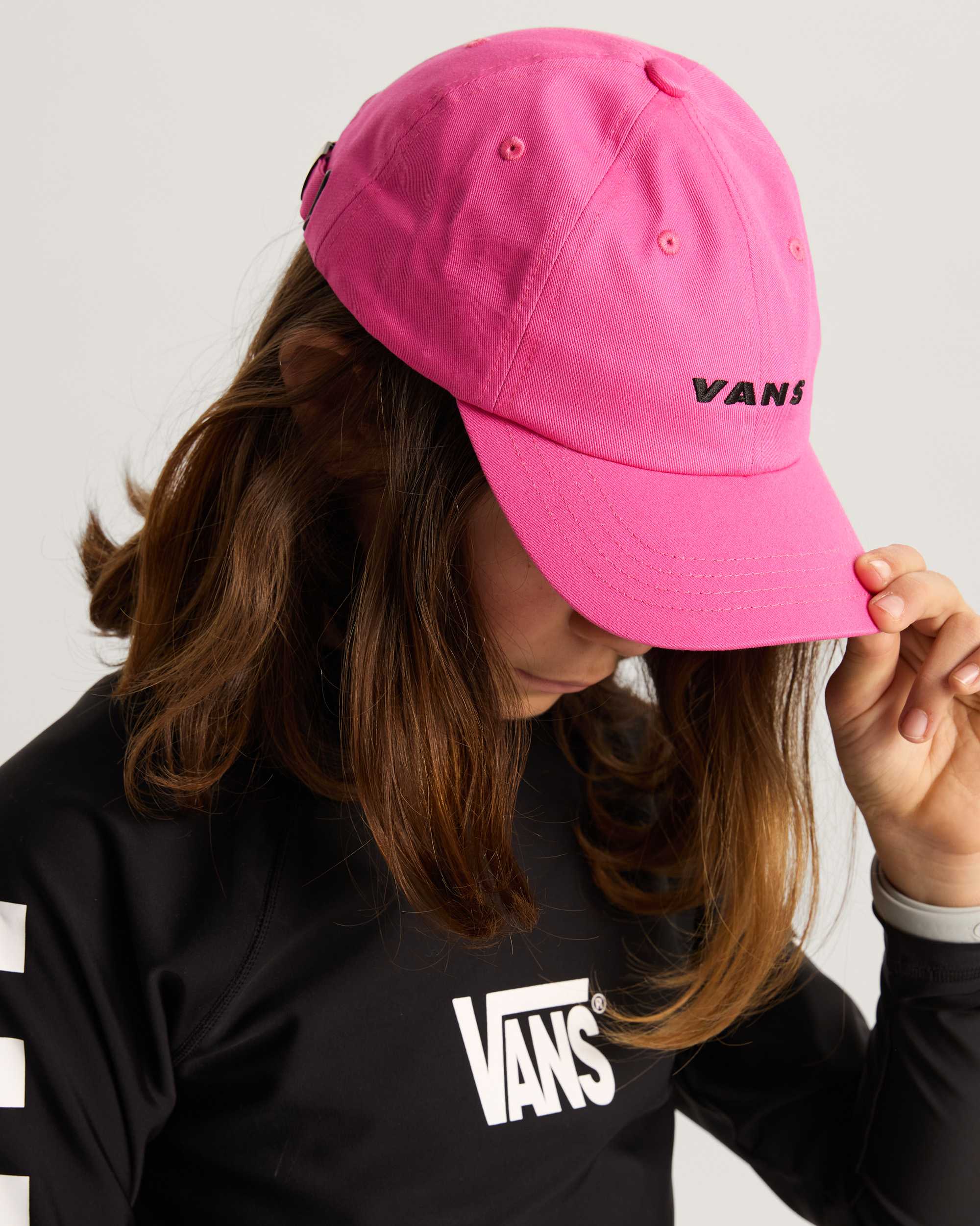 Check Side Curved Bill Jockey Pink Fizz VANS Pink ALT3