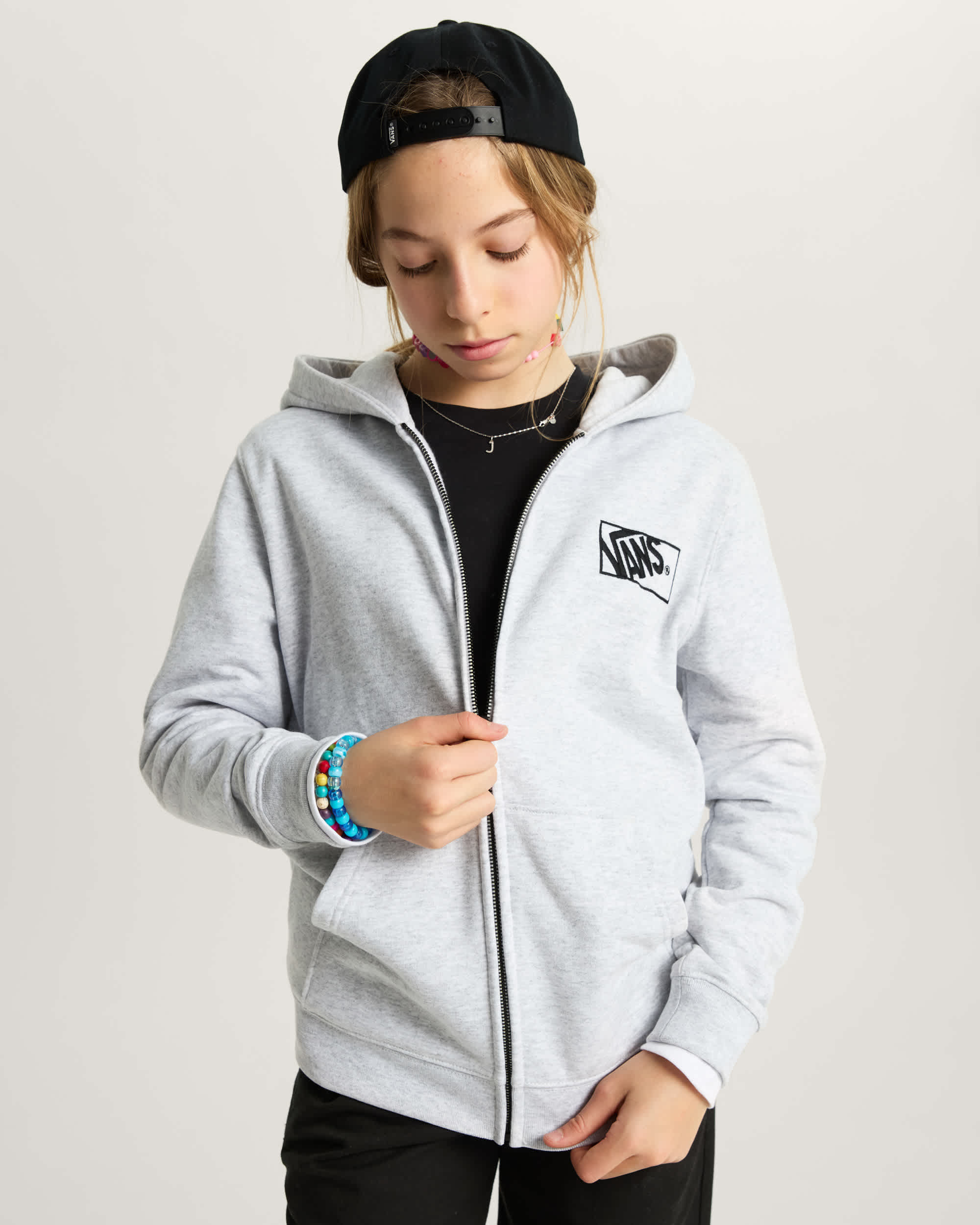 Sweat  capuche zipp By Blocked Box Enfant 814 ans VANS Gris ALT7