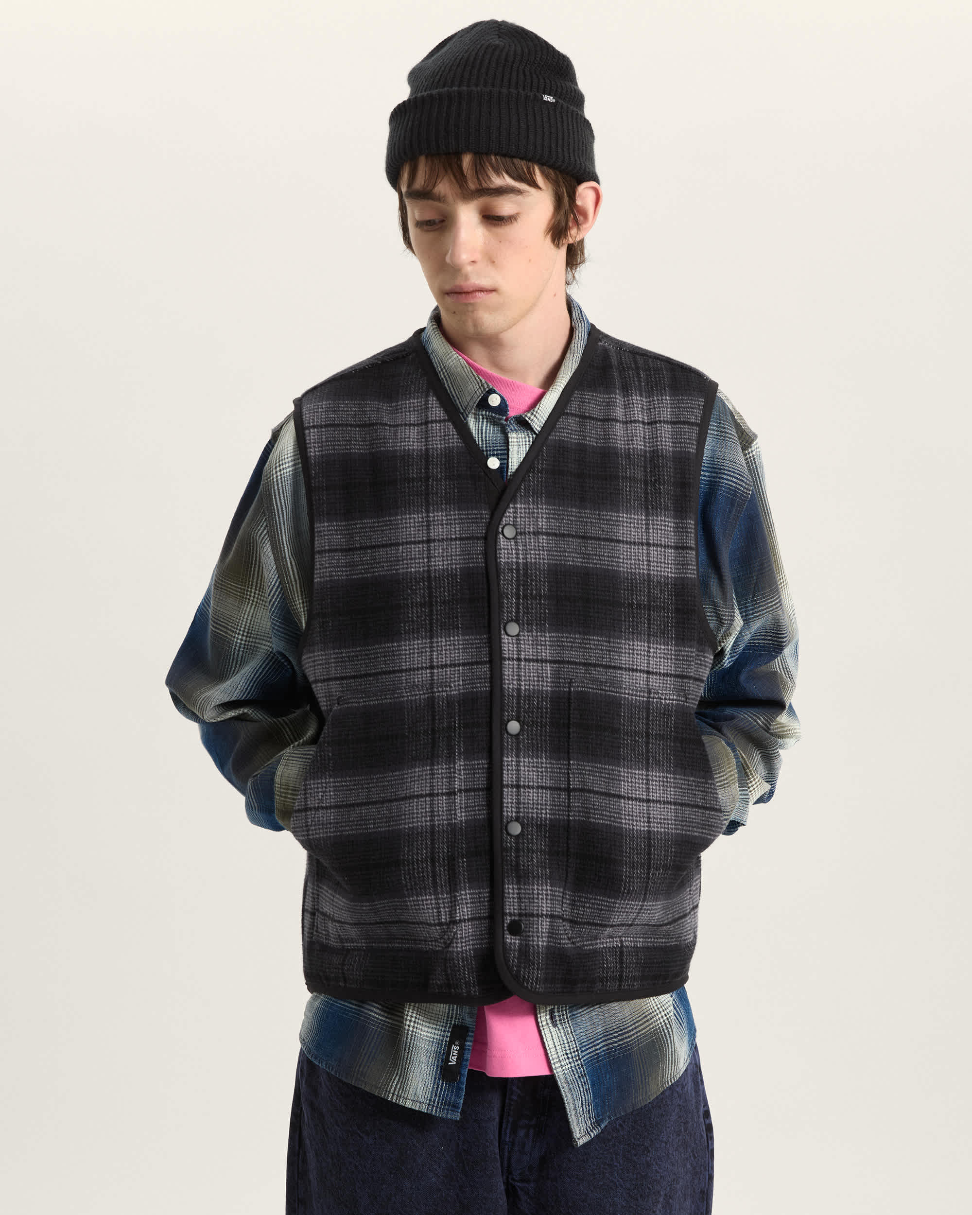 Plaid Homecoming Vest Asphalt VANS Gris ALT2