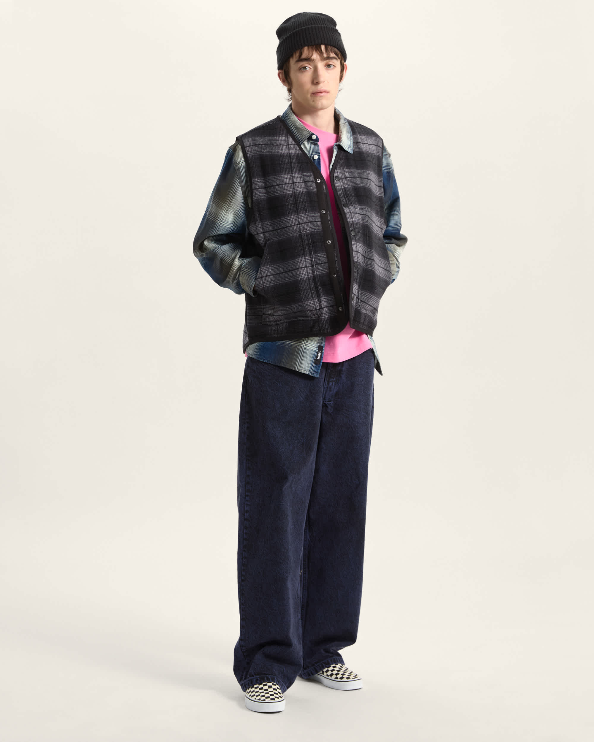 Plaid Homecoming Vest Asphalt VANS Gris ALT4