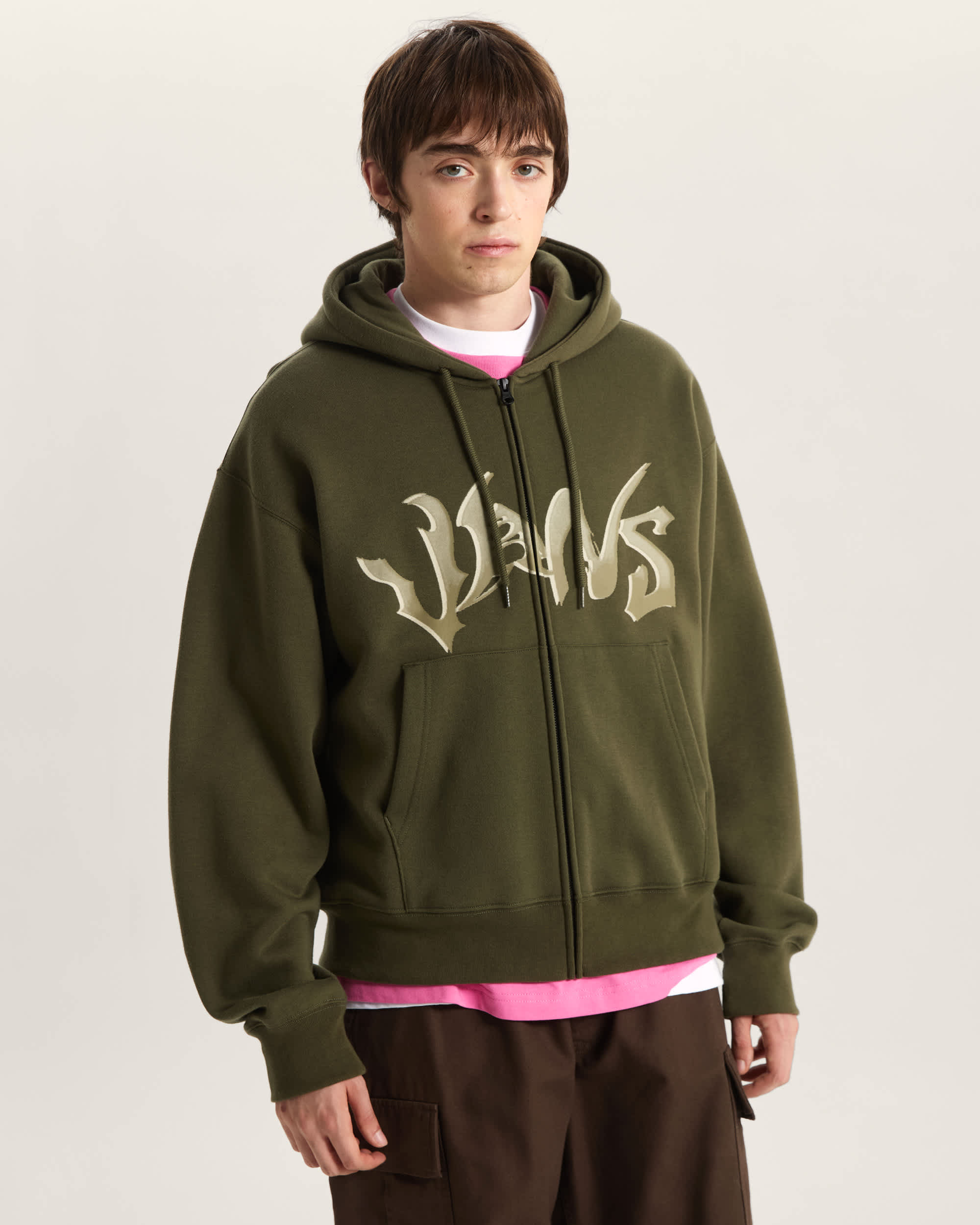 Sweat  capuche zipp Wild Circle VANS Vert ALT2