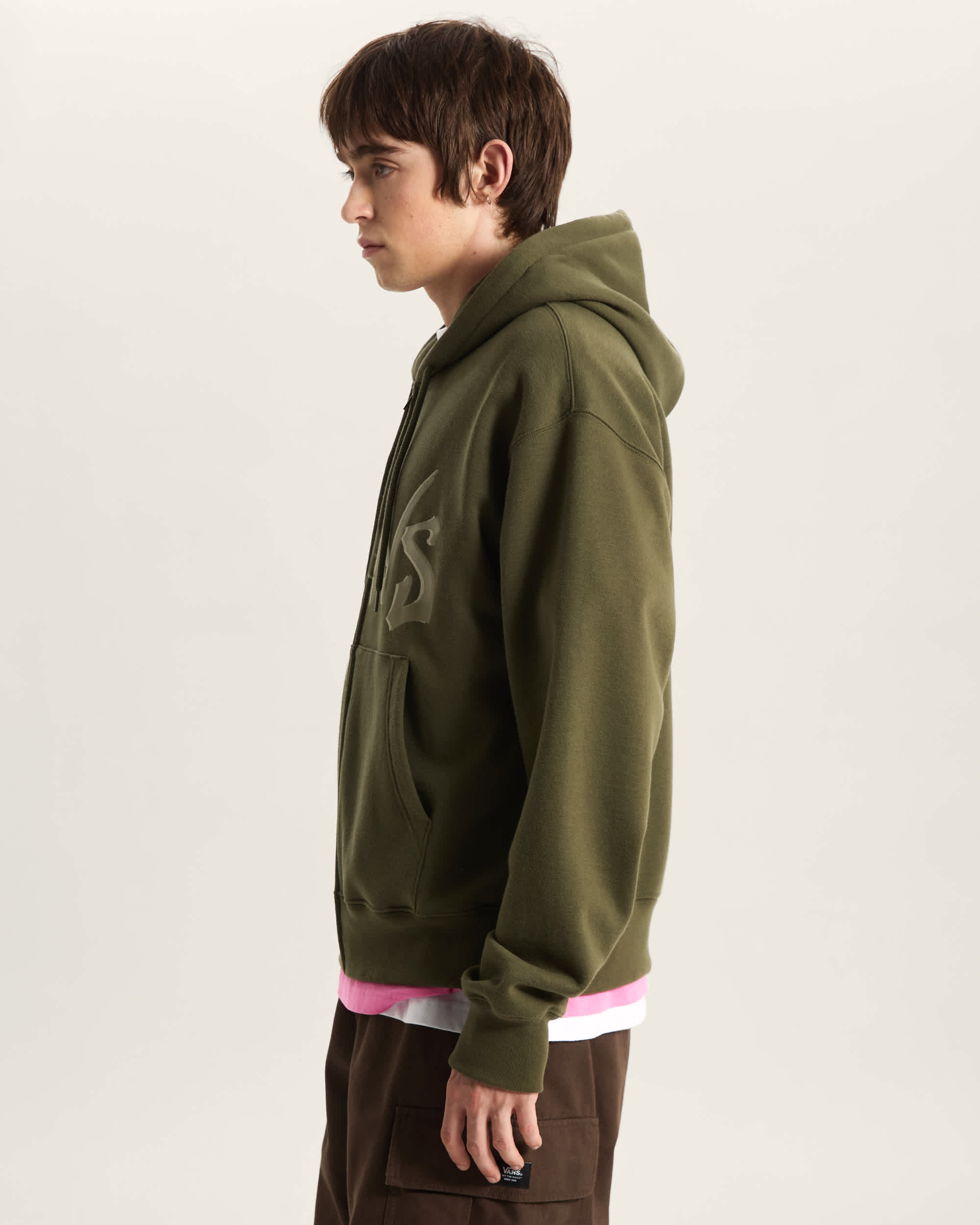 Sweat  capuche zipp Wild Circle VANS Vert ALT4