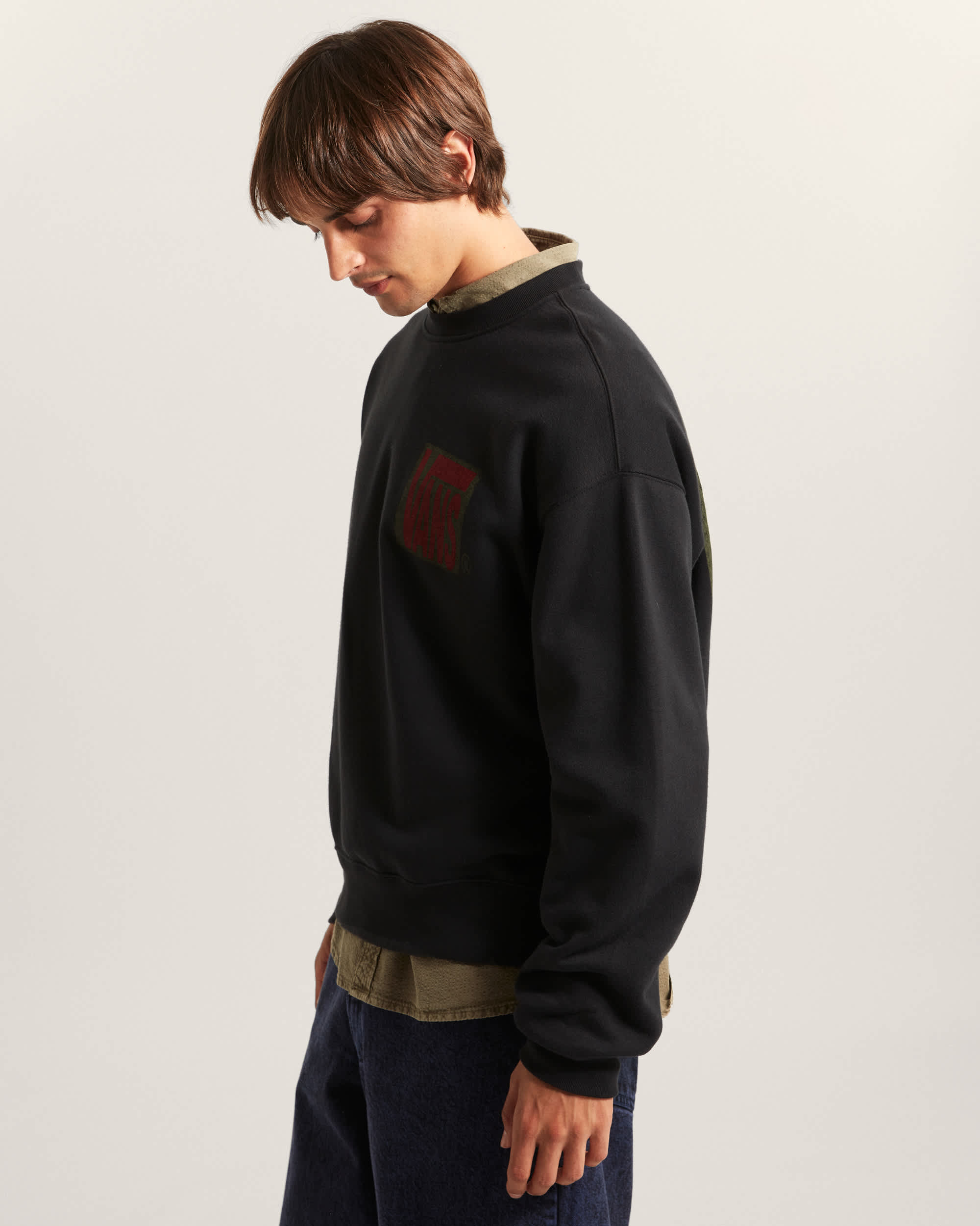 Sweatshirt Stretch Stack Crackle Crew VANS Noir ALT4