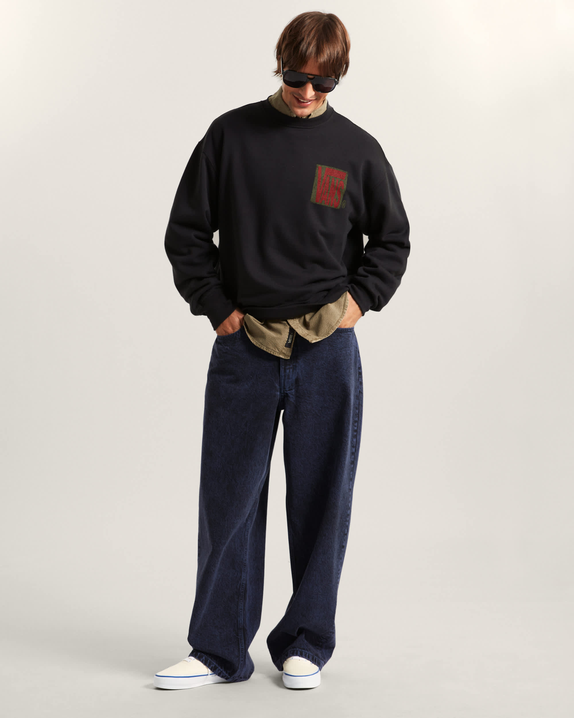 Sweatshirt Stretch Stack Crackle Crew VANS Noir ALT5