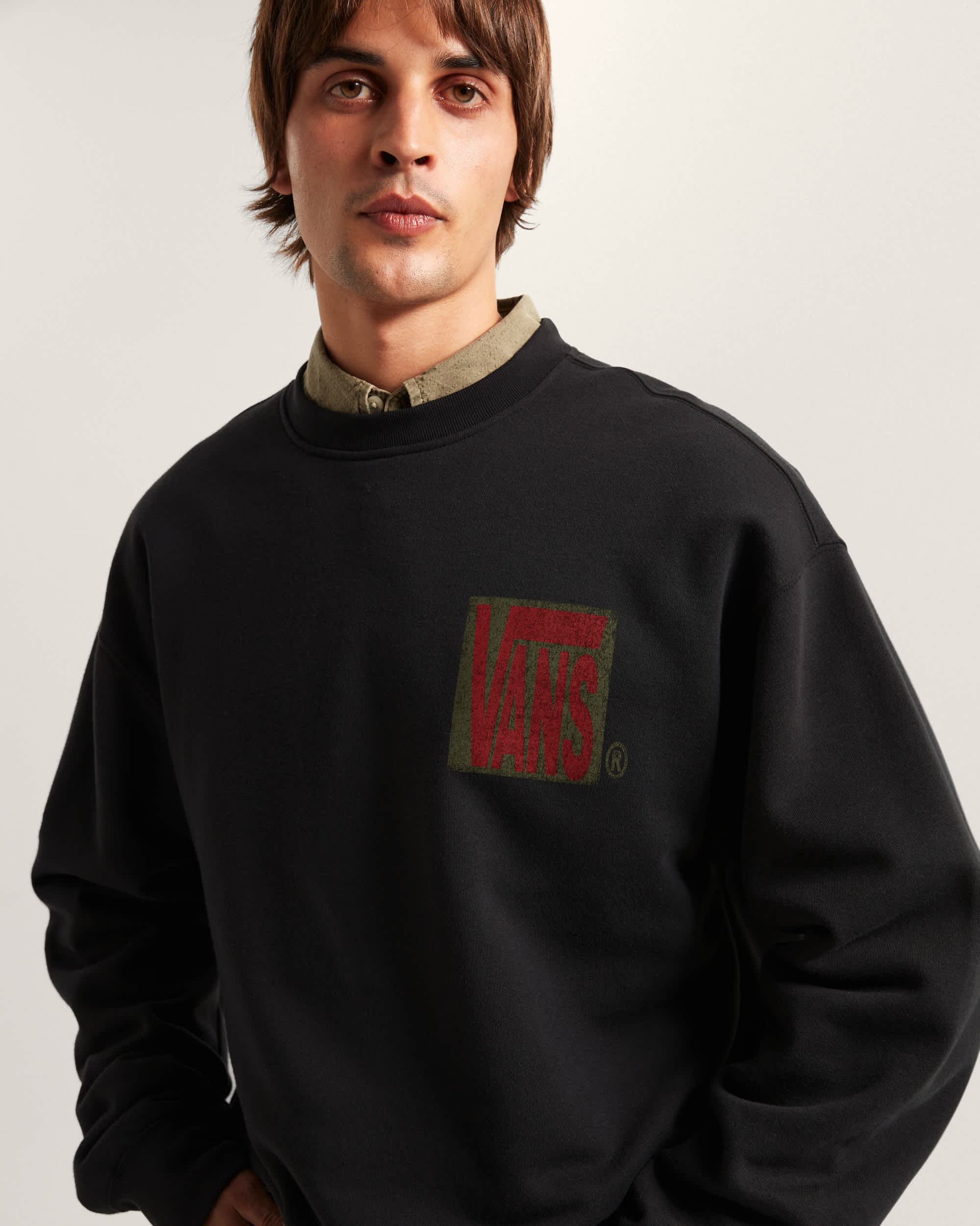 Sweatshirt Stretch Stack Crackle Crew VANS Noir ALT6