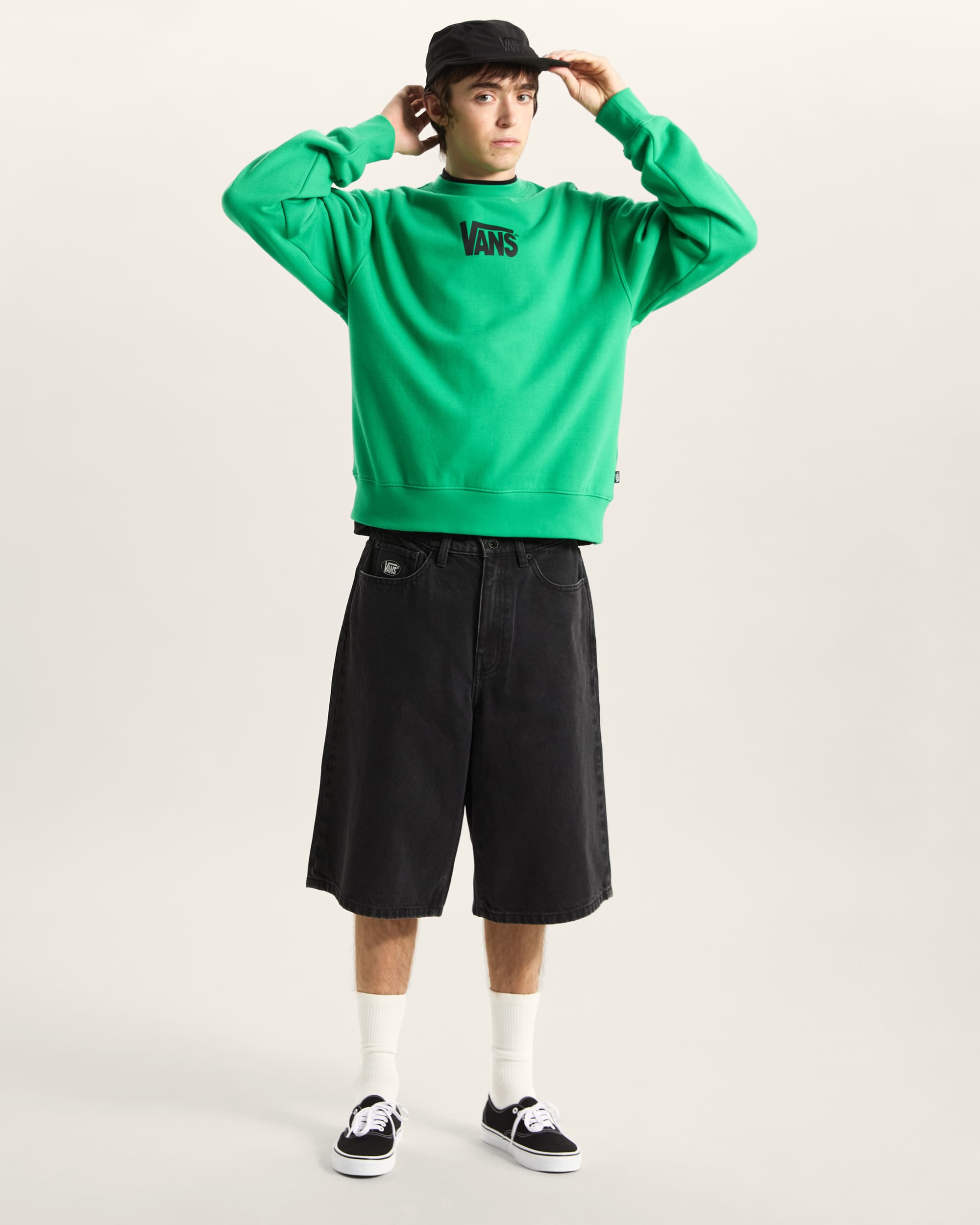 StretchSweatshirt mit Rundhalsausschnitt und Logo VANS Grn ALT5