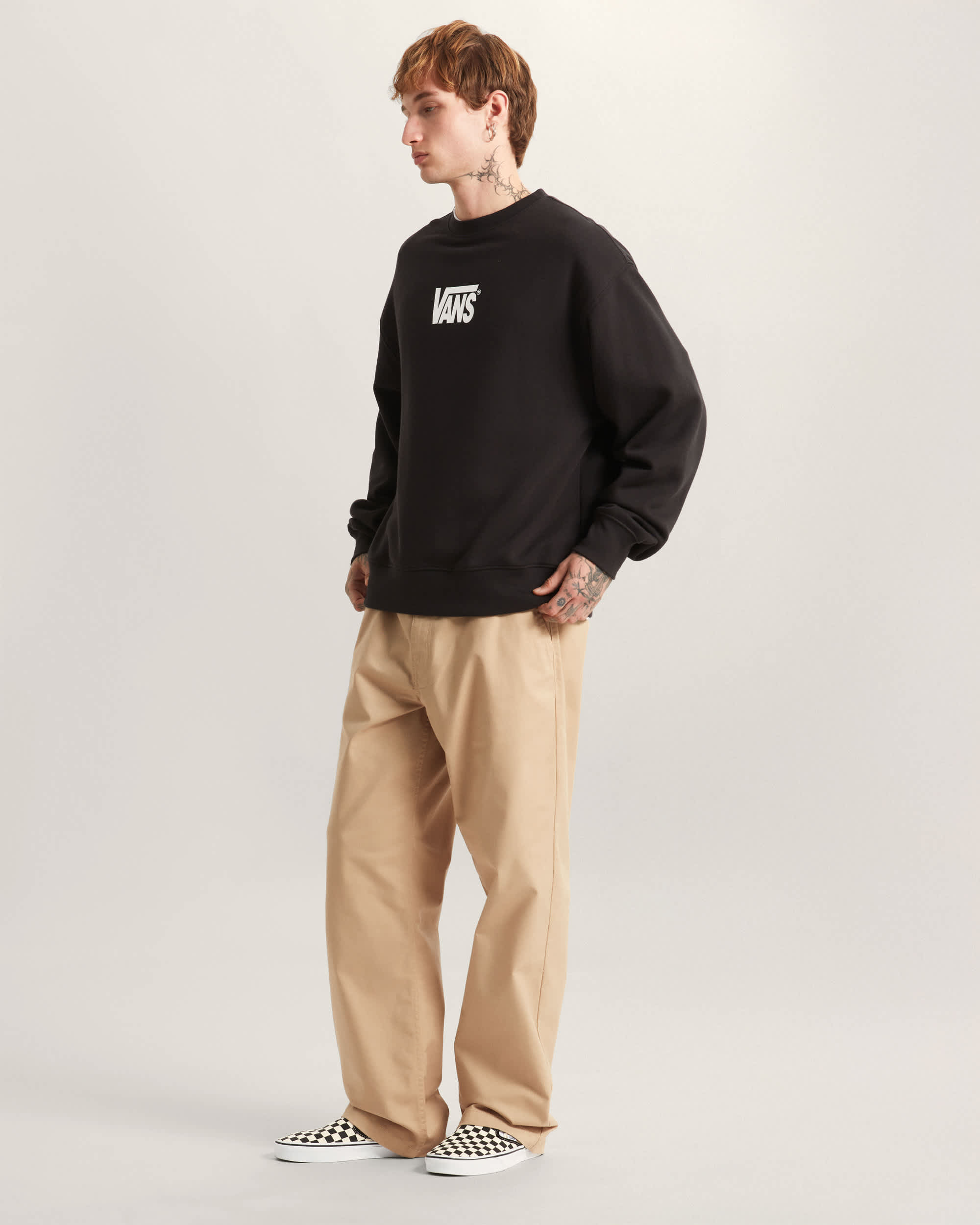 StretchSweatshirt mit Rundhalsausschnitt und Logo VANS Schwarz ALT5