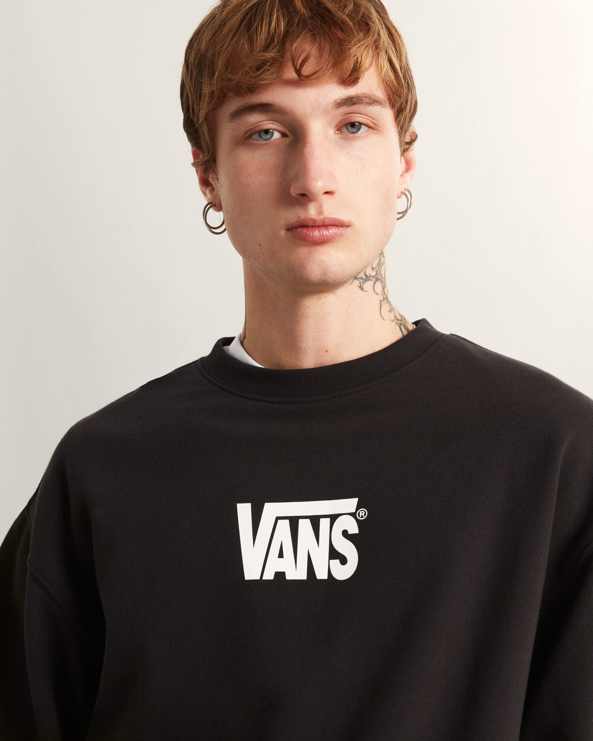 StretchSweatshirt mit Rundhalsausschnitt und Logo VANS Schwarz ALT6