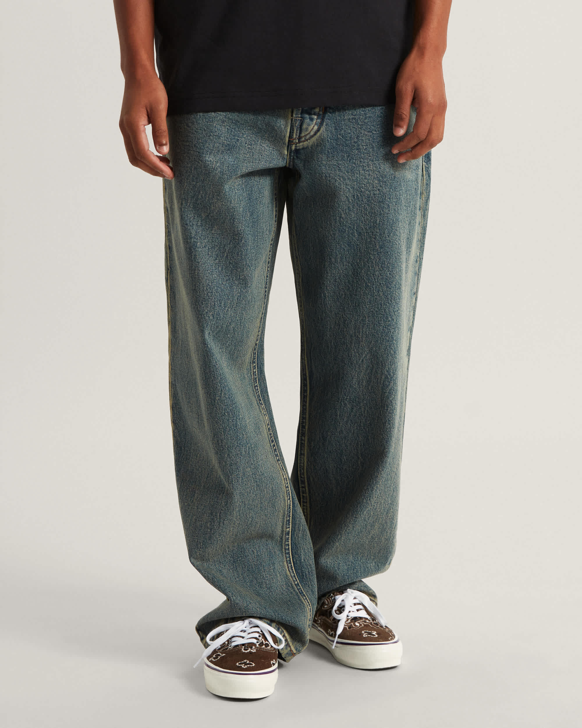 LX Check5 Loose Denim Pants Dirty Wash VANS Blue ALT2