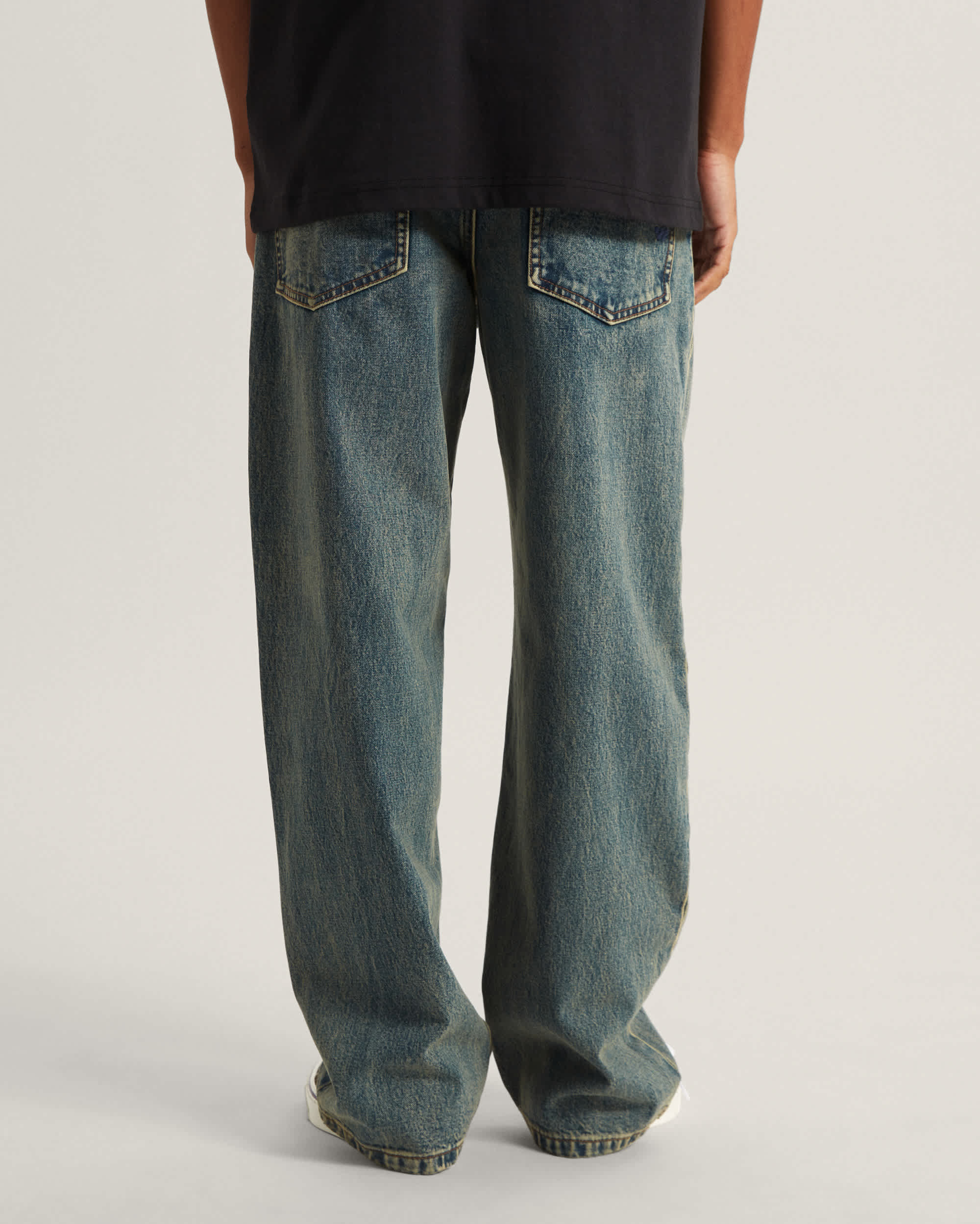 LX Check5 Loose Denim Pants Dirty Wash VANS Blue ALT3