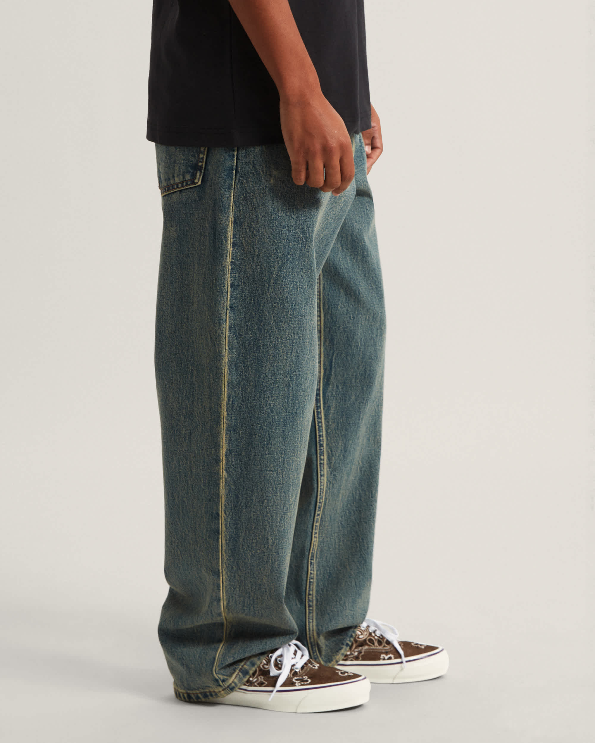 LX Check5 Loose Denim Pants Dirty Wash VANS Blue ALT4