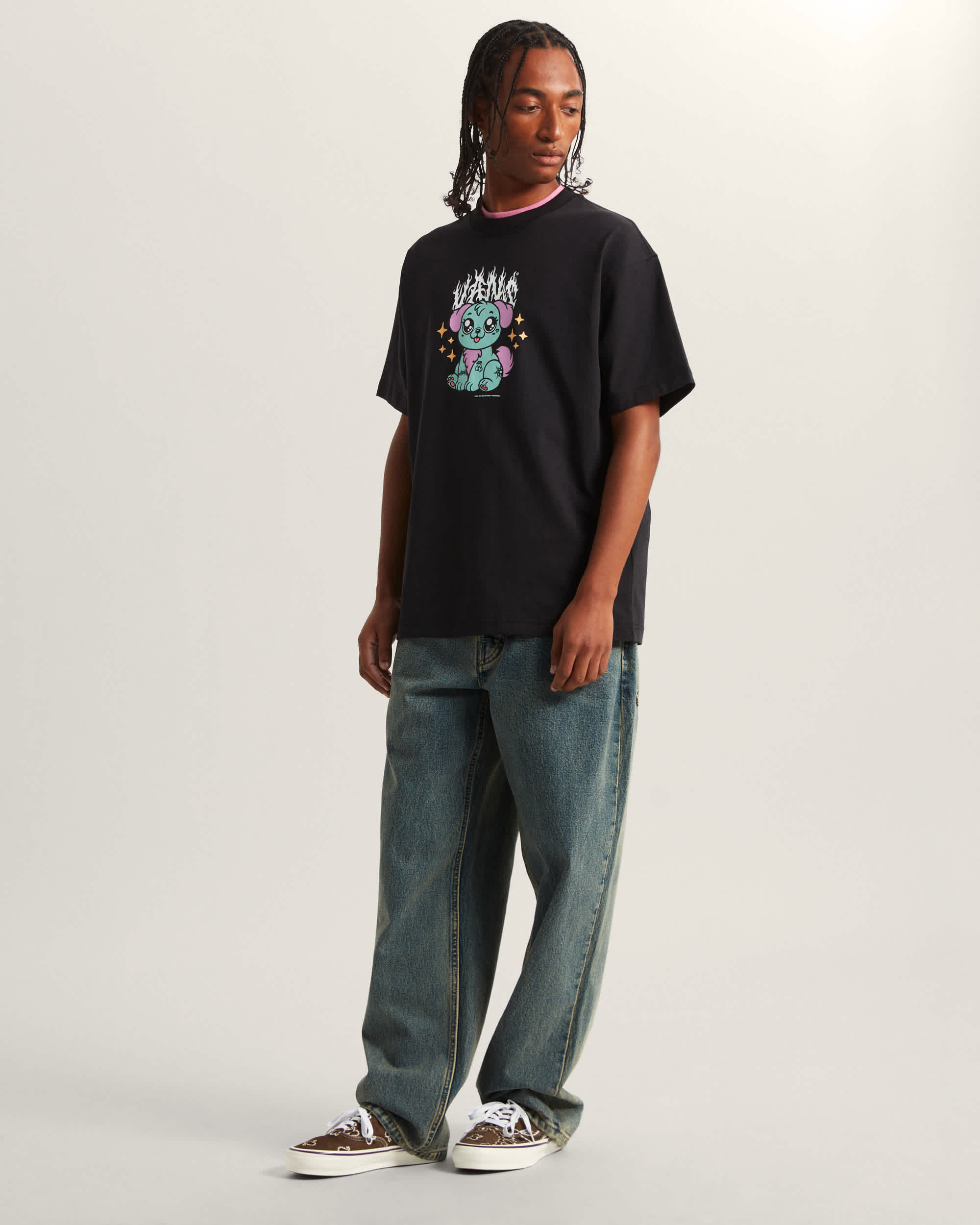 LX Check5 Loose Denim Pants Dirty Wash VANS Blue ALT5