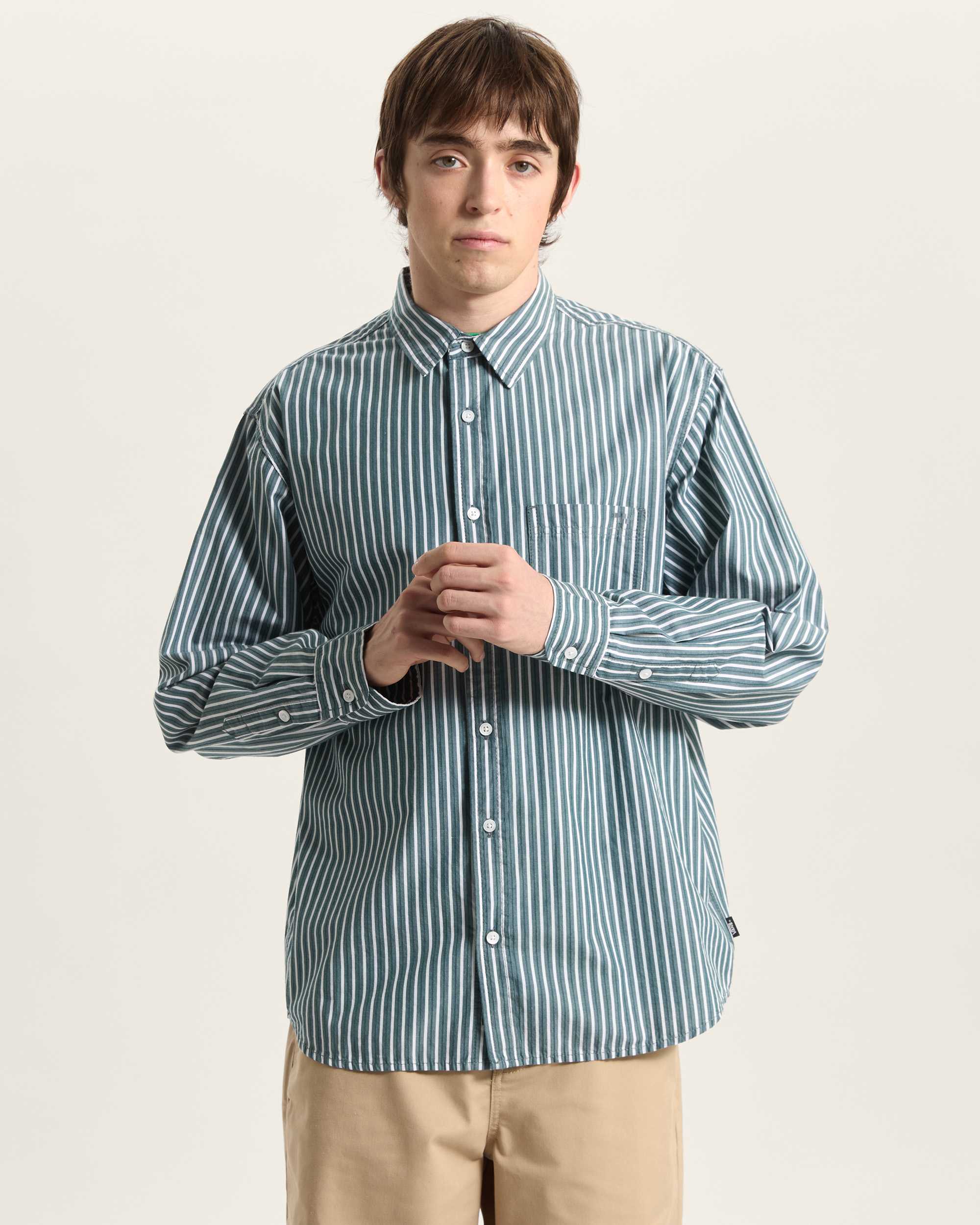 Dobby Stripe LS Shirt Mystic Moss VANS Verde ALT2