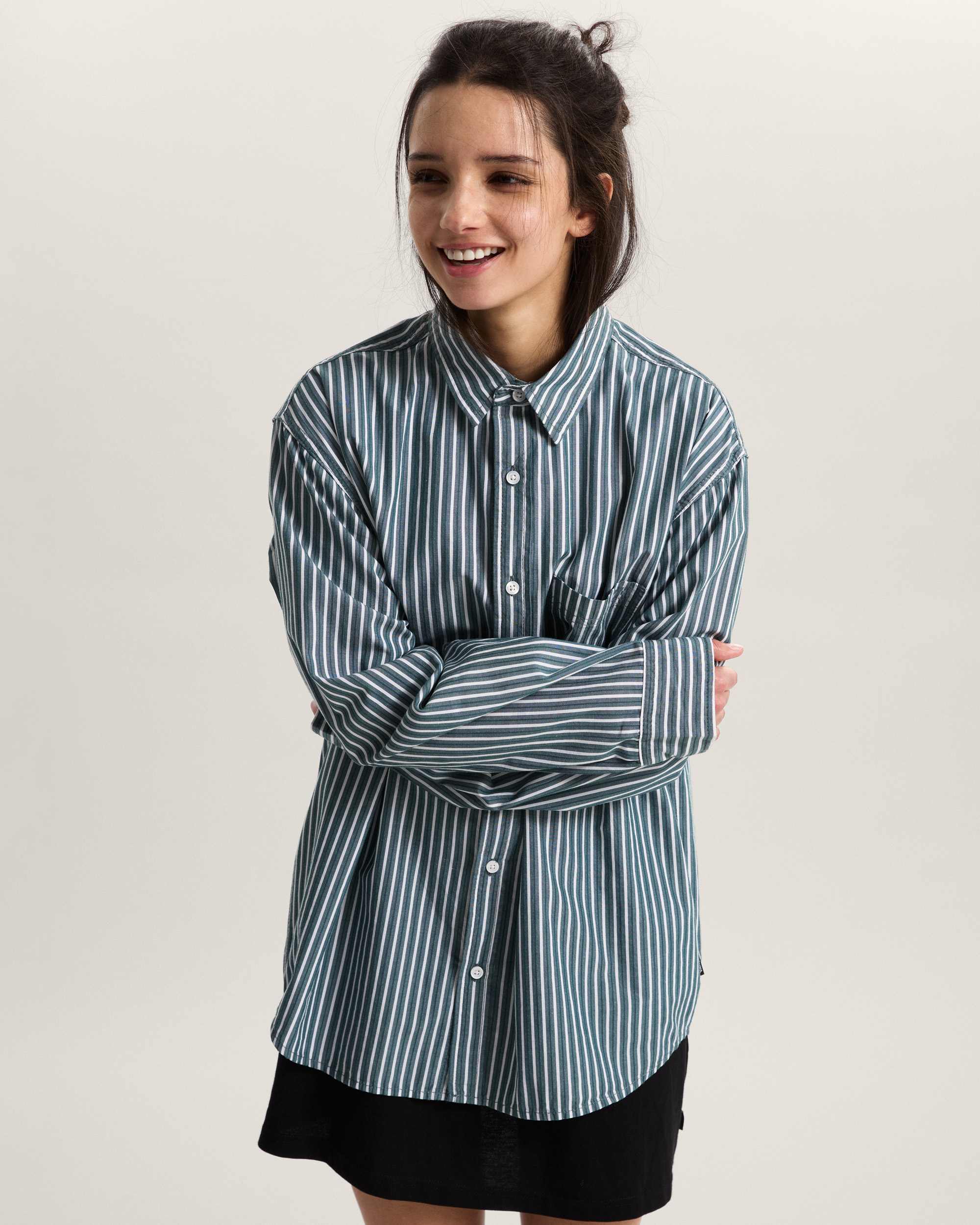 Premium Dobby Stripe Langarmshirt VANS Grn ALT6