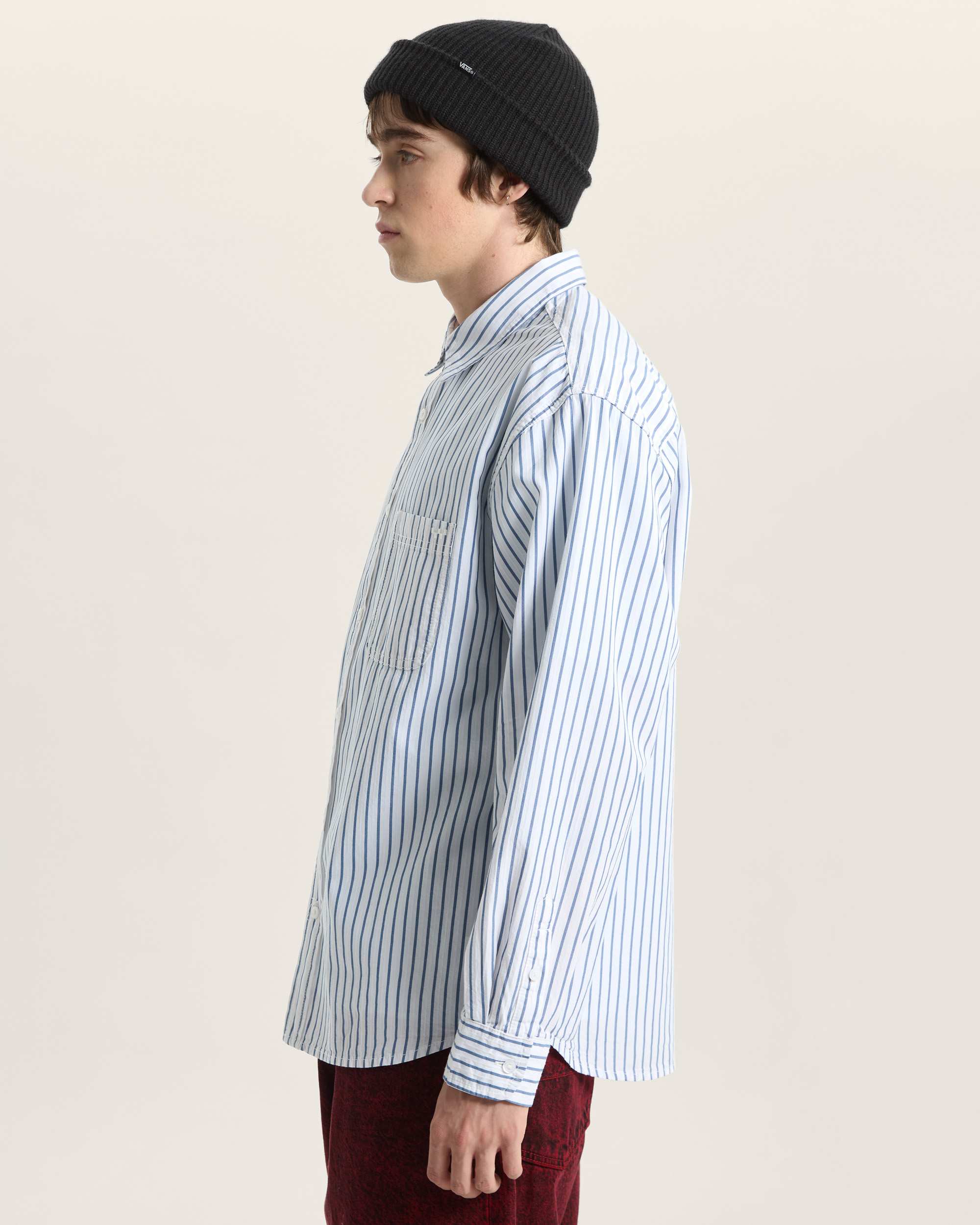 Premium Dobby Stripe Long Sleeve Shirt VANS White ALT4
