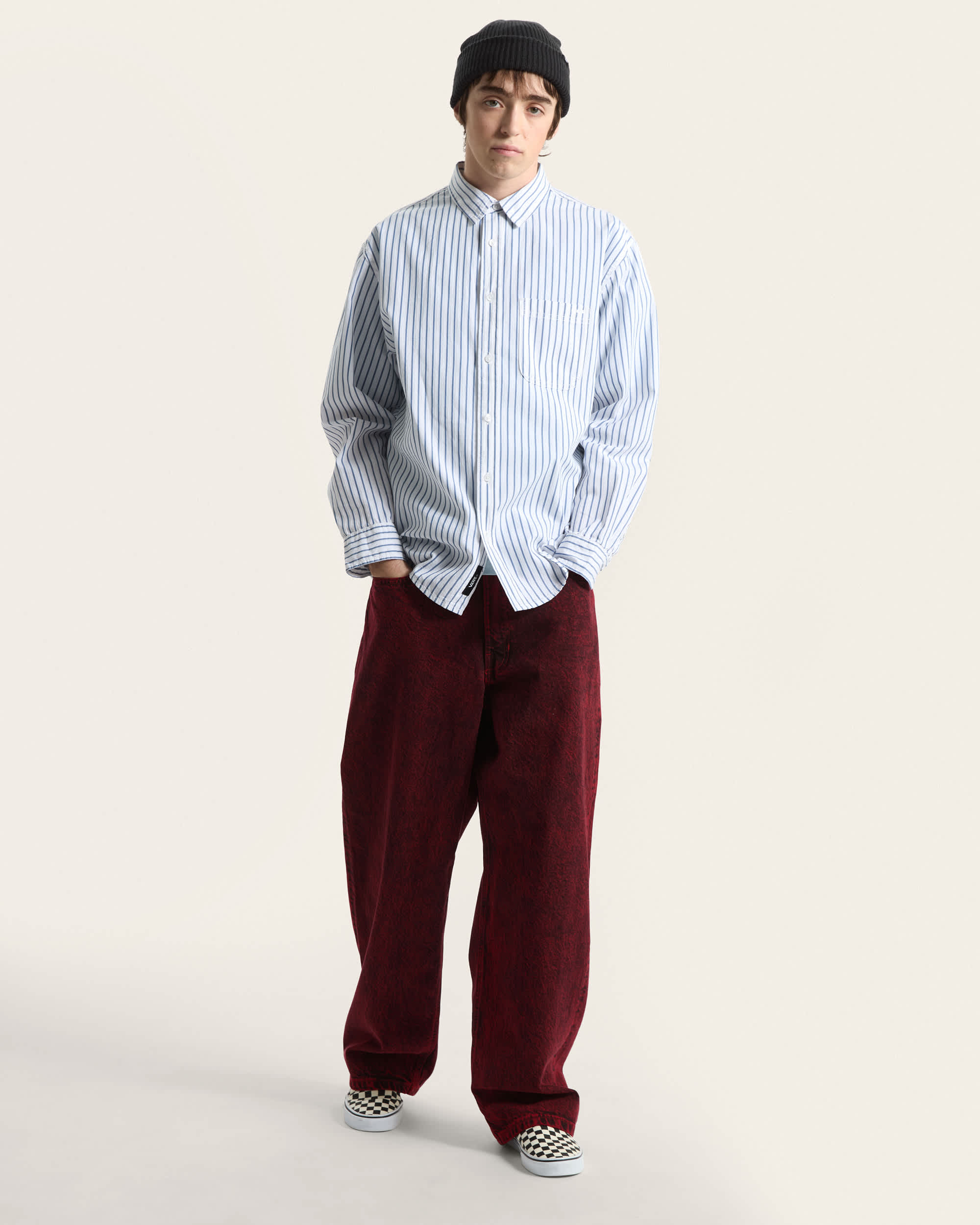 Premium Dobby Stripe Long Sleeve Shirt VANS White ALT5