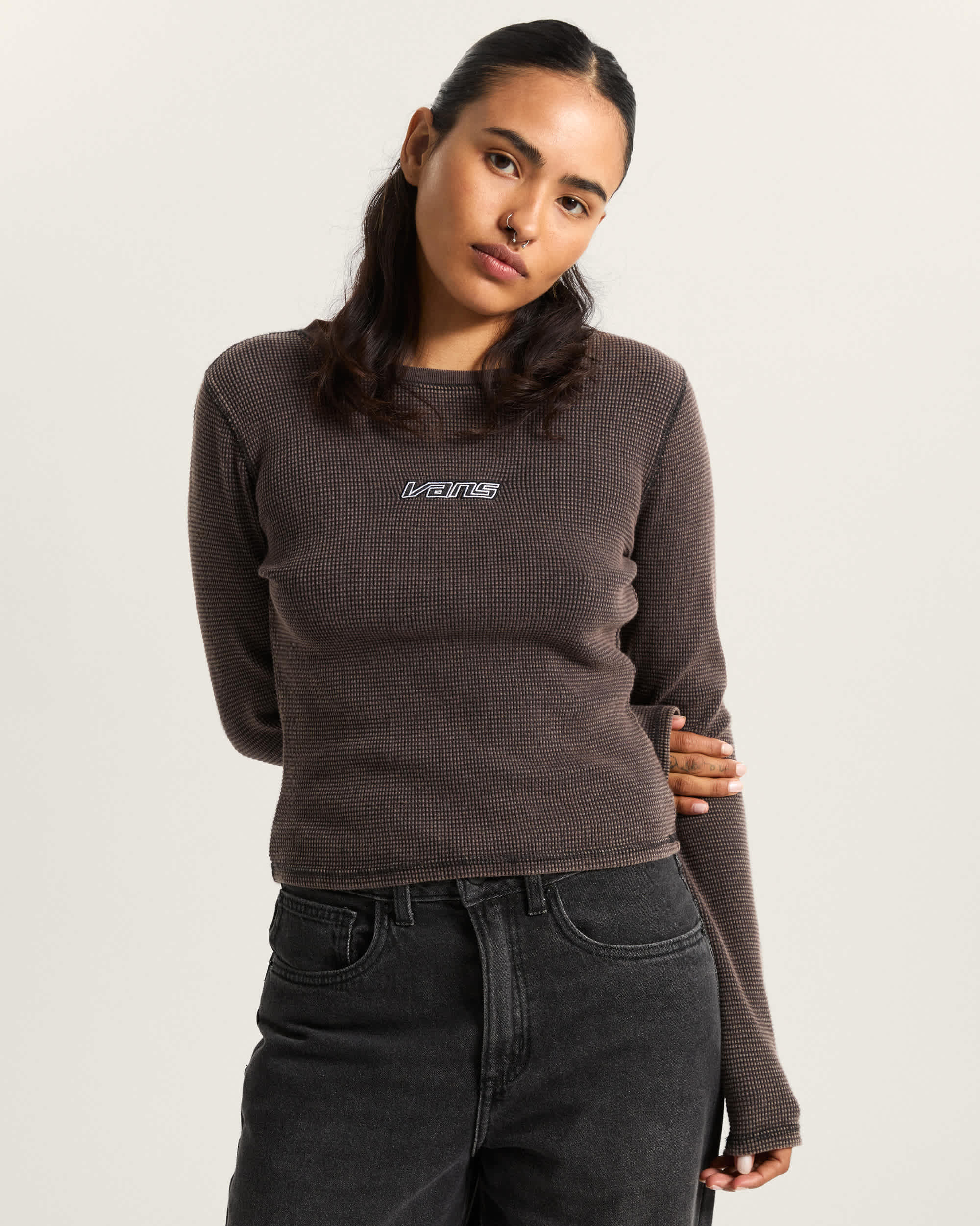 Teri Waffle Langarmhemd VANS Schwarz ALT2