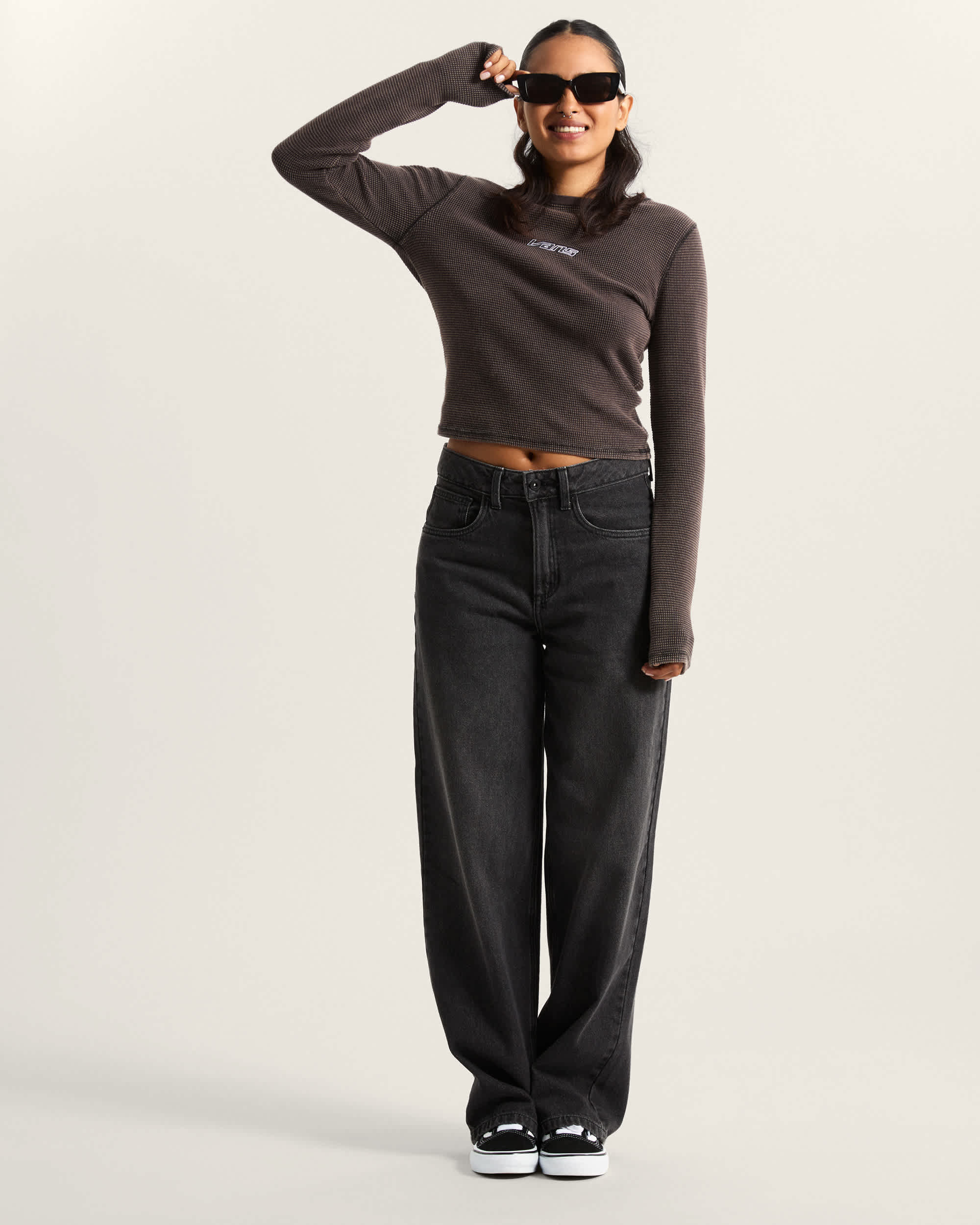 Teri Waffle Langarmhemd VANS Schwarz ALT4