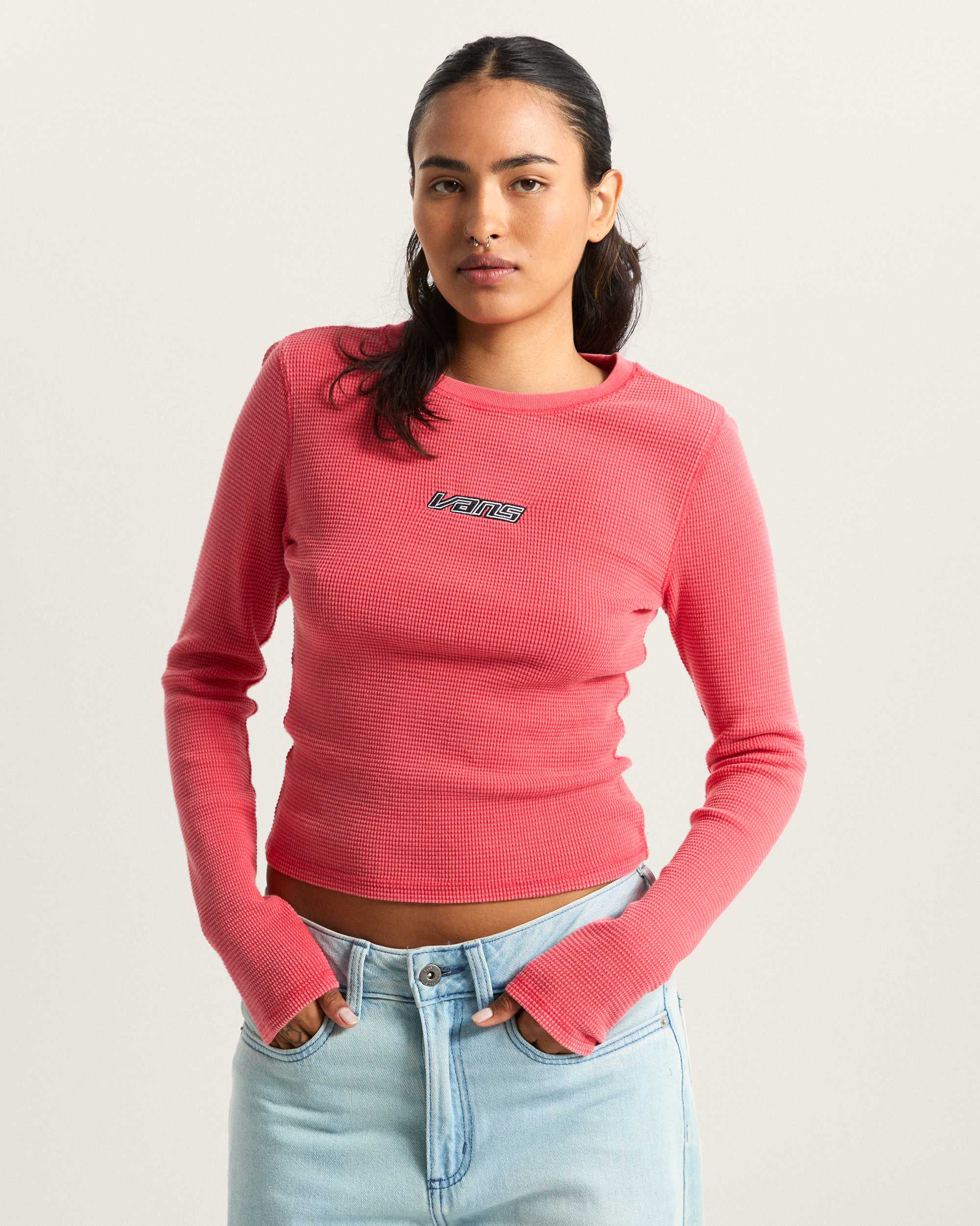 Camisa de manga larga Teri Waffle VANS Rosa ALT2