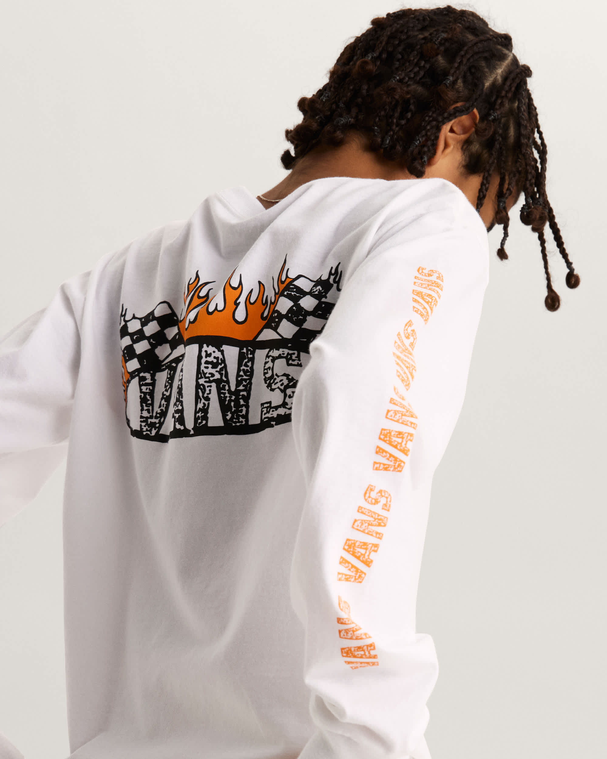 Kiner Racing Flames Langarmshirt 814 Jahre VANS Wei ALT3