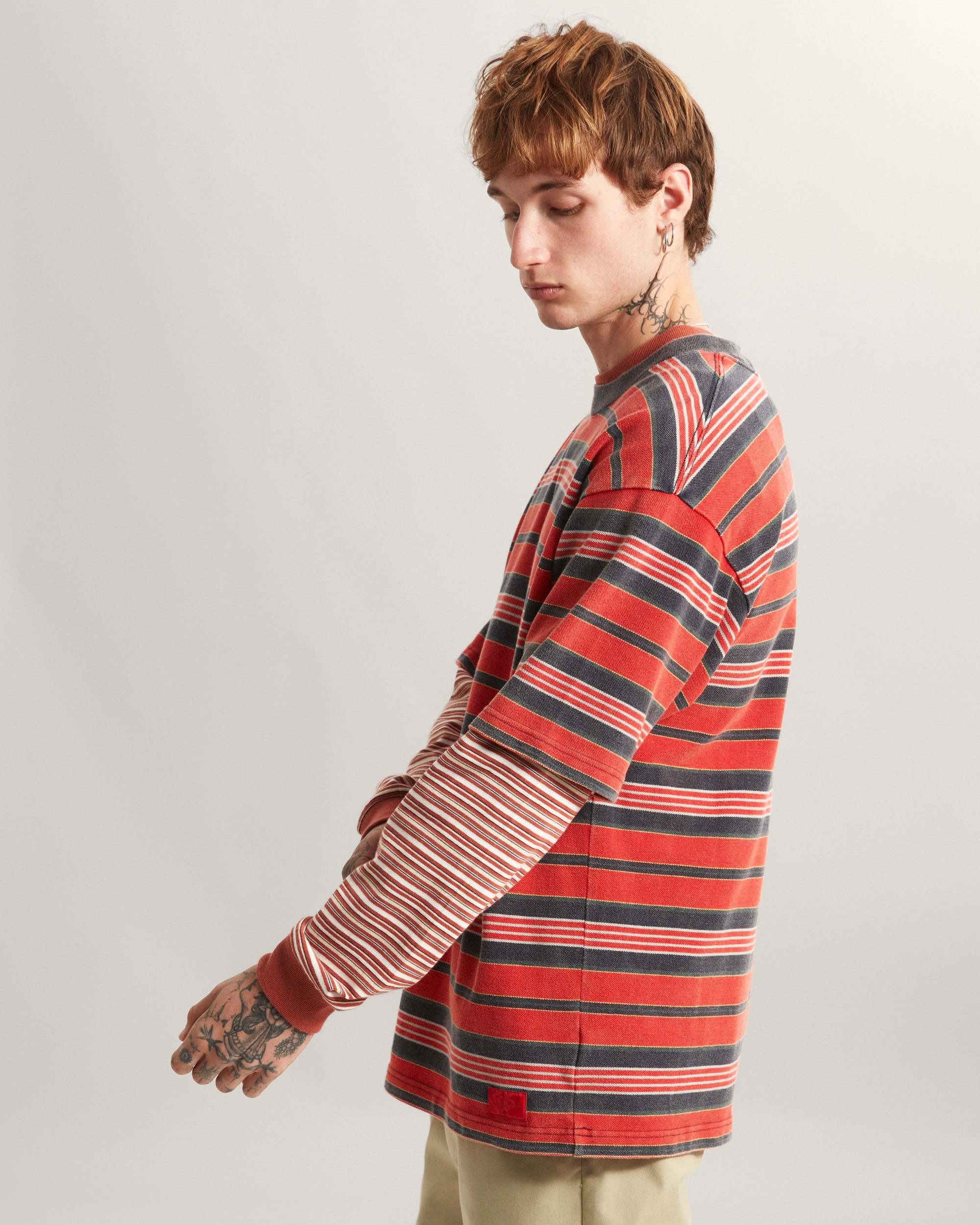 StrickTShirt mit PiquStreifen VANS Rot ALT5