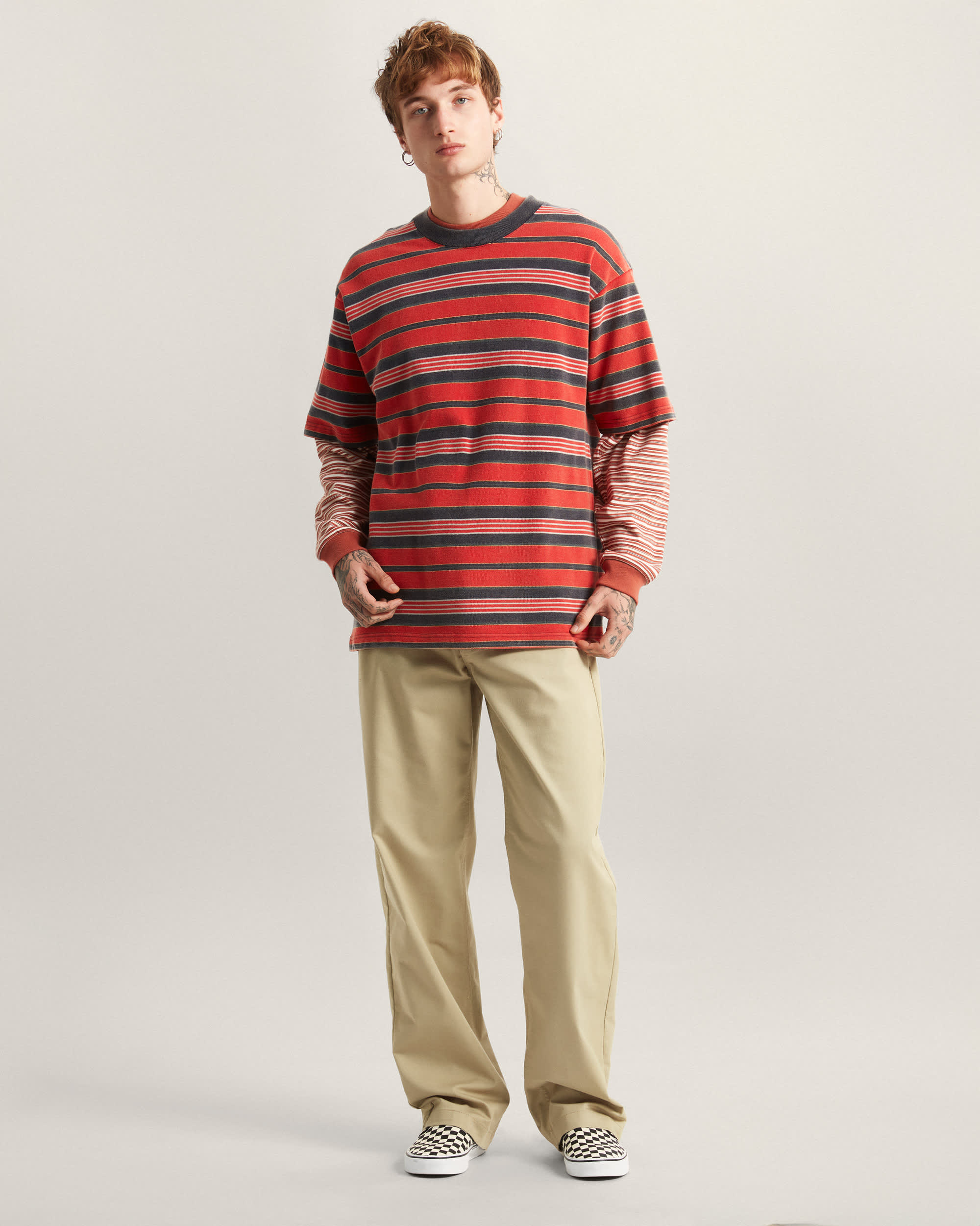 StrickTShirt mit PiquStreifen VANS Rot ALT6