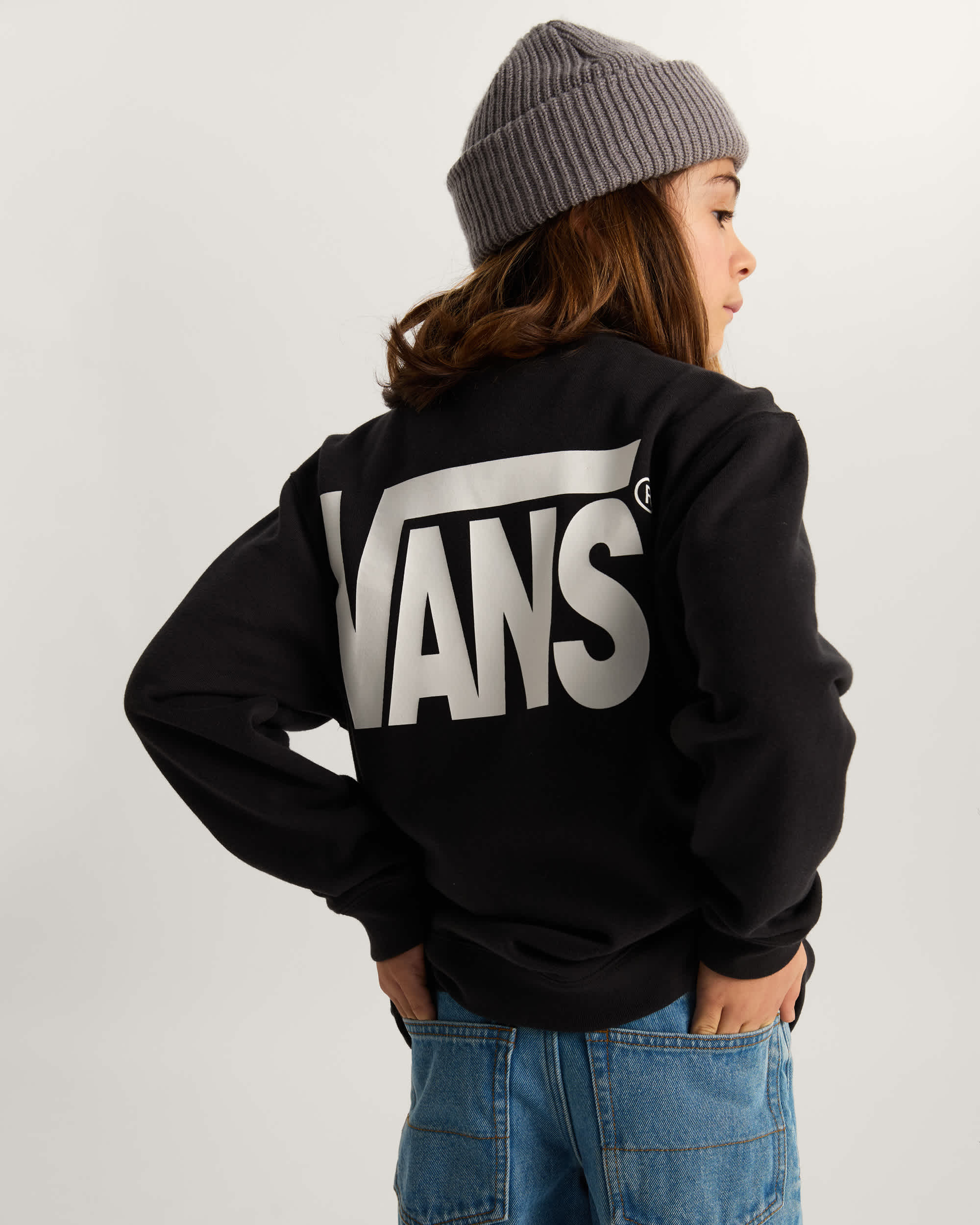 Kinder StretchSweatshirt mit Rundhalsausschnitt und Logo 814 Jahre VANS Schwarz ALT3