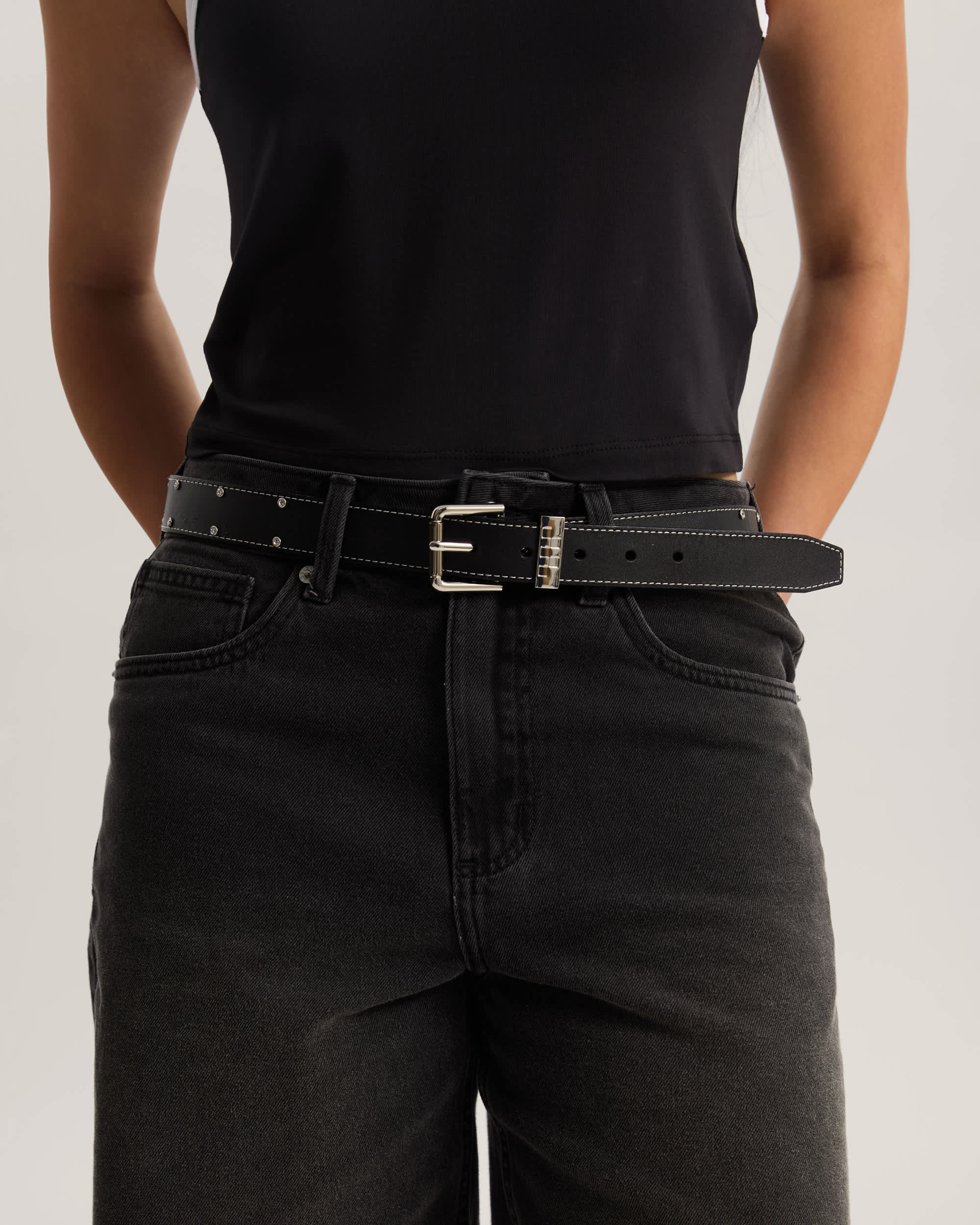 Premium Rhinestone Belt VANS Black ALT3