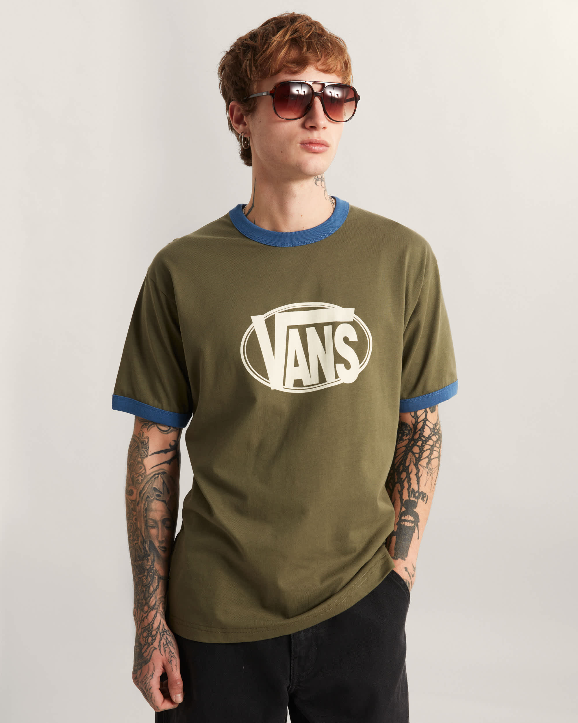 Tshirt CENTER CHEST RINGER VANS Vert ALT2