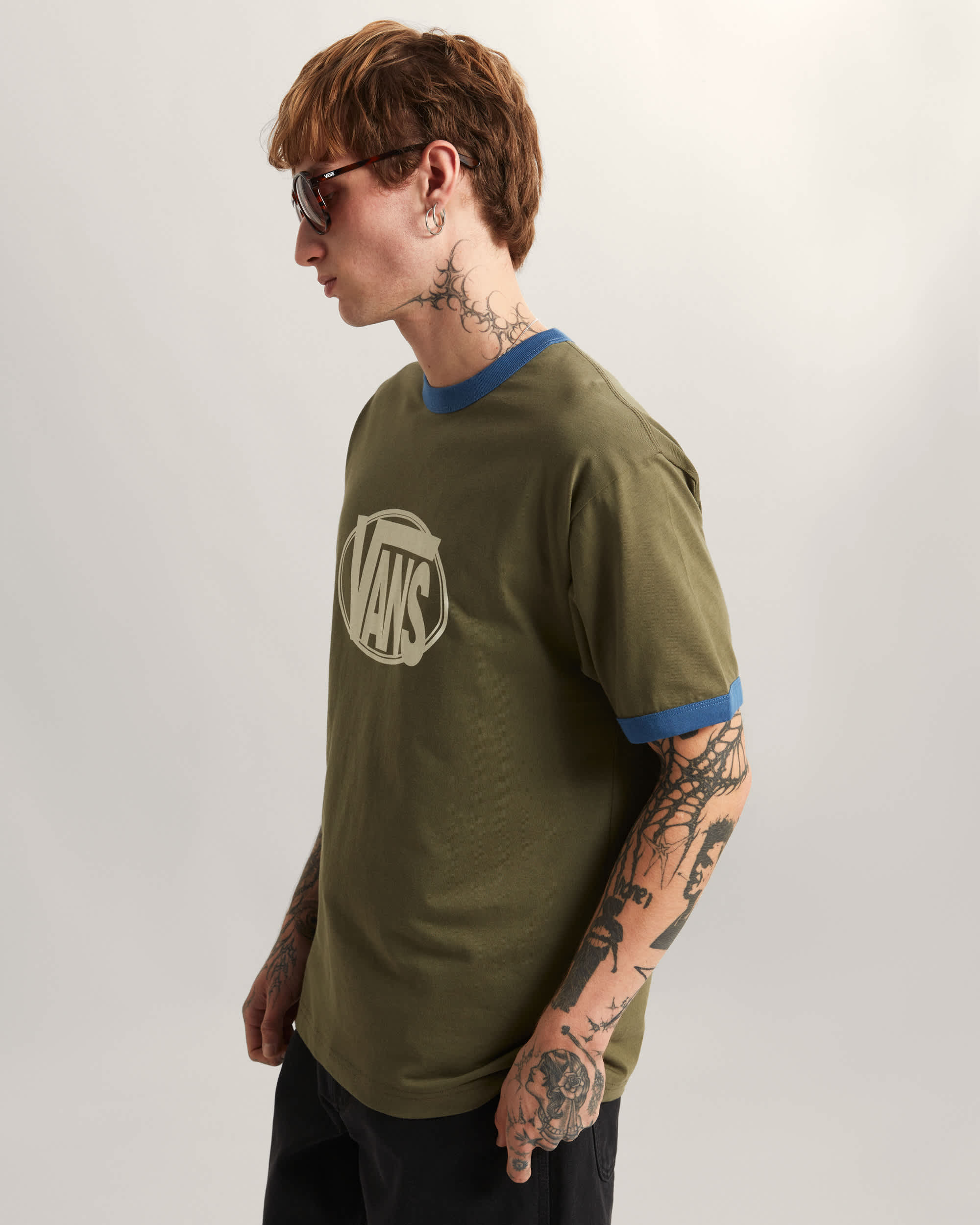 Tshirt CENTER CHEST RINGER VANS Vert ALT4