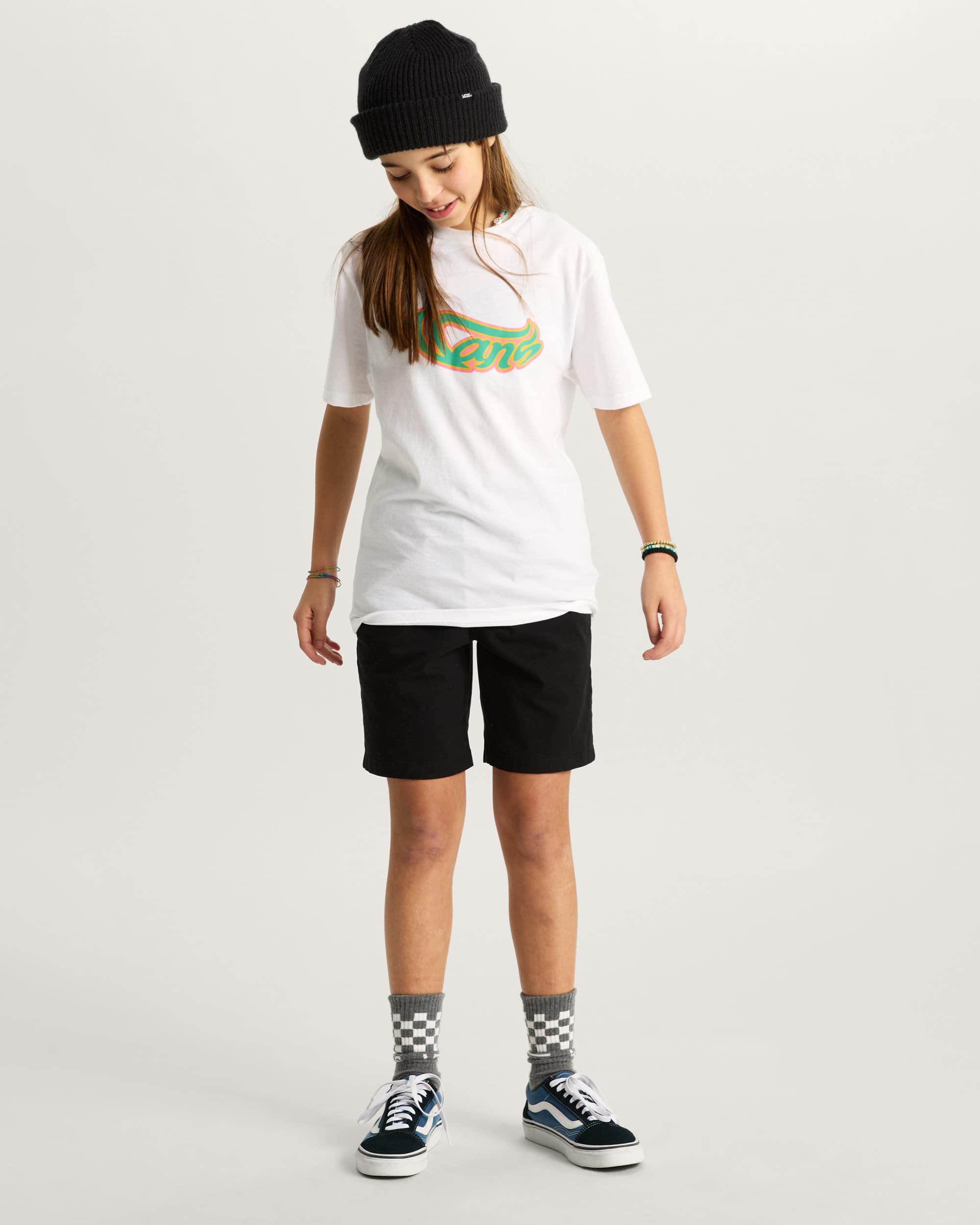 Kinder Wavy Script TShirt 814 Jahre VANS Wei ALT7