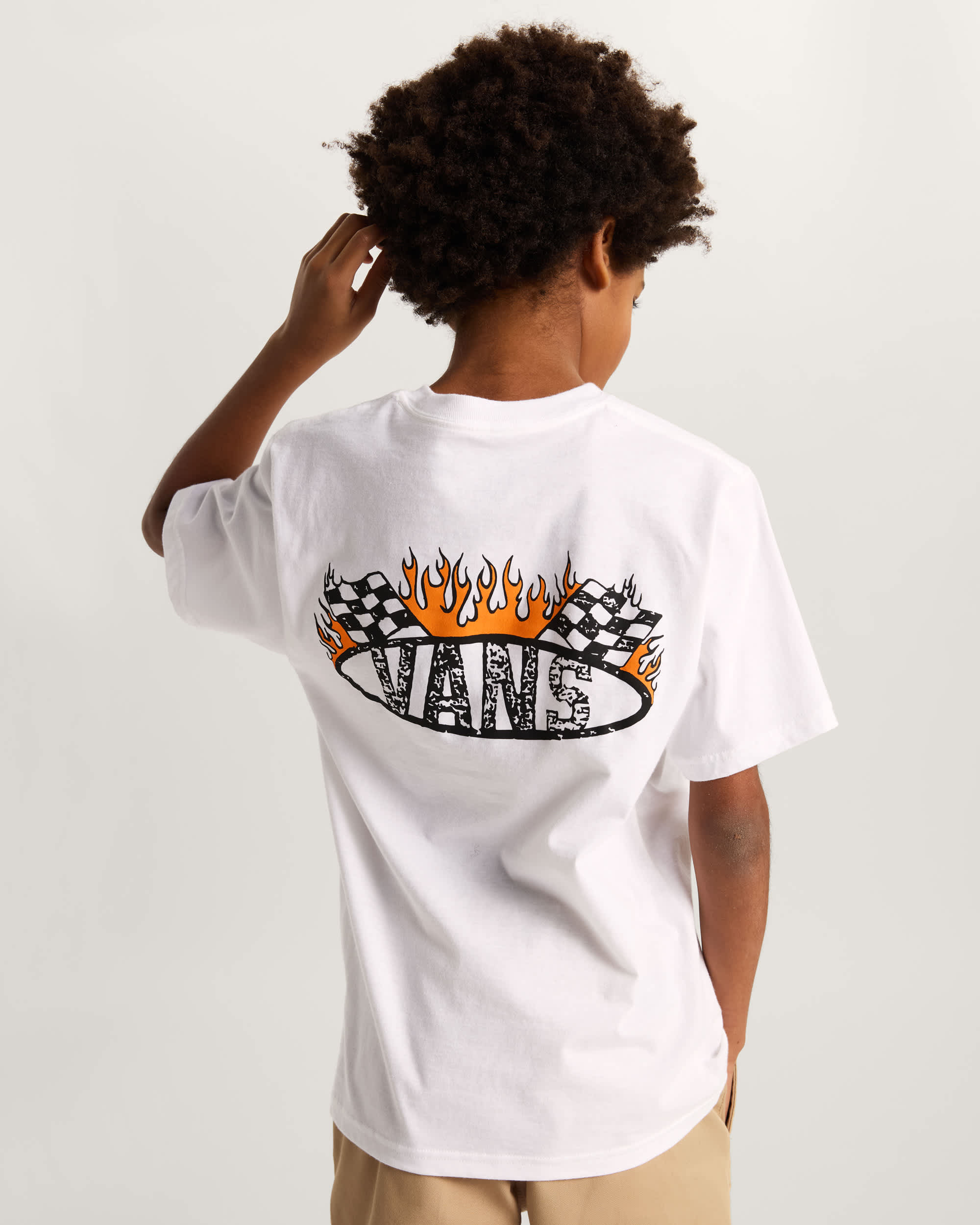 Camiseta de nio Racing Flames 814 aos VANS Blanco ALT3