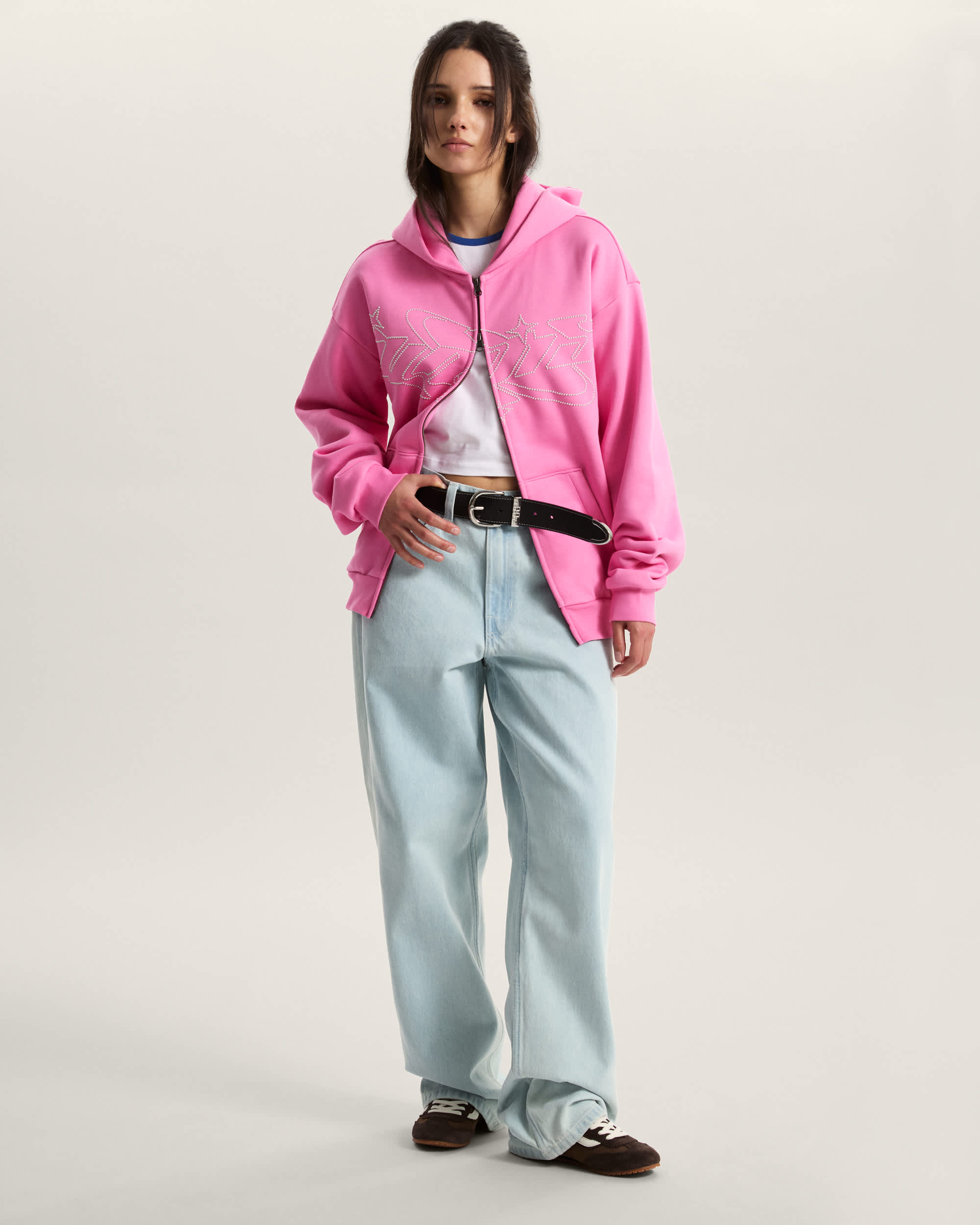 Felpa con cappuccio e zip Y2K Star VANS Rosa ALT5