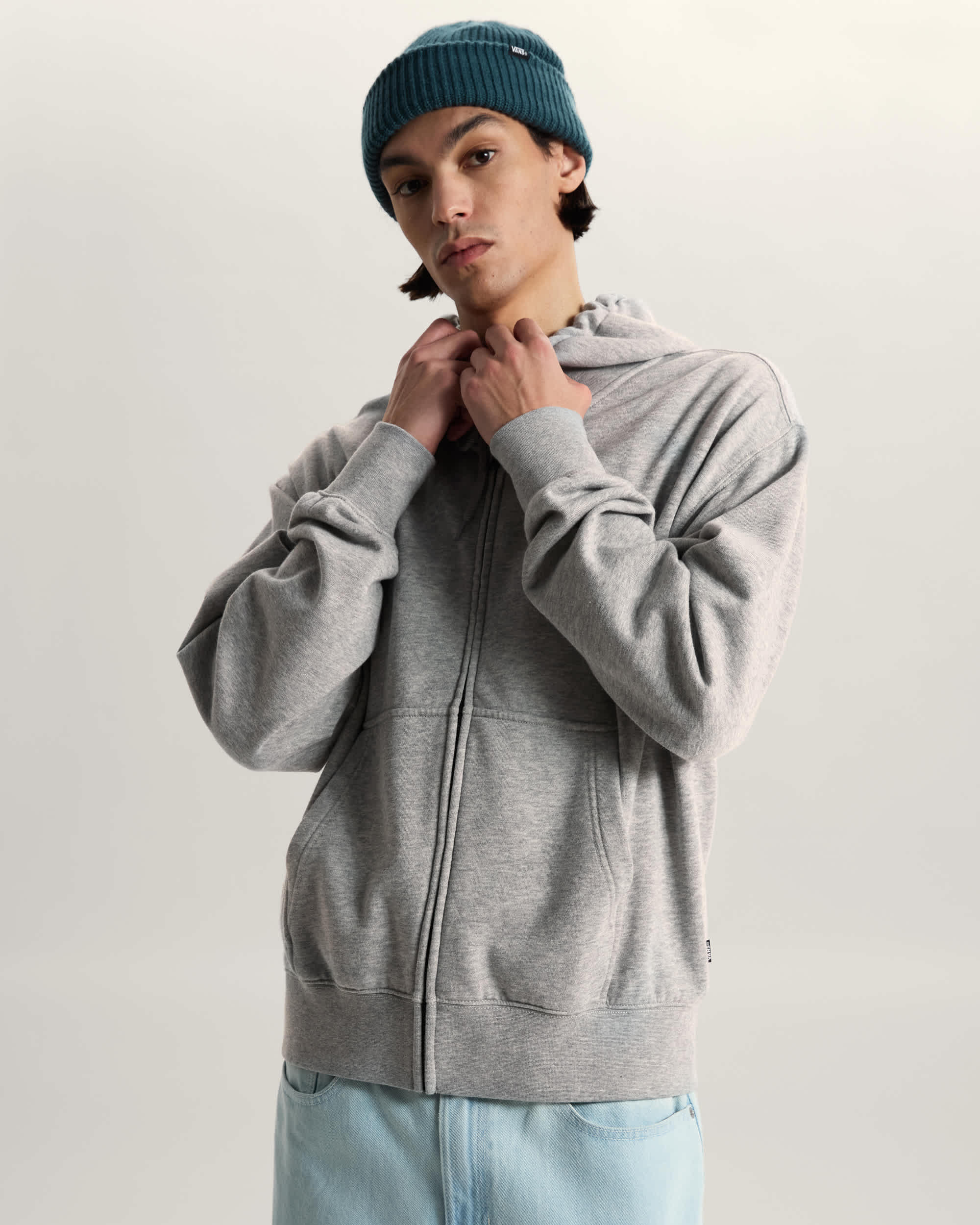 StretchKapuzenjacke mit Logo und Reiverschluss VANS Grau ALT2