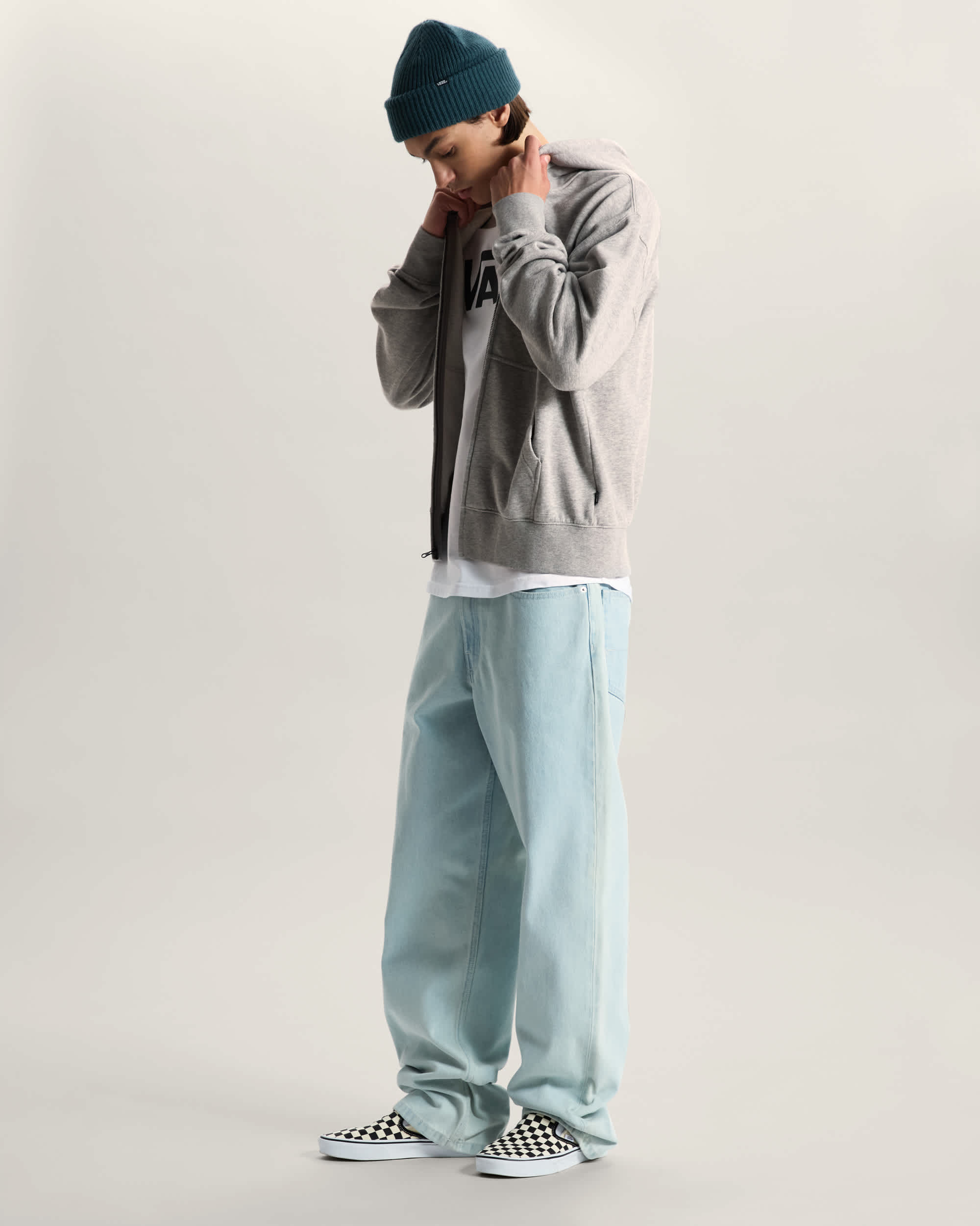 StretchKapuzenjacke mit Logo und Reiverschluss VANS Grau ALT5