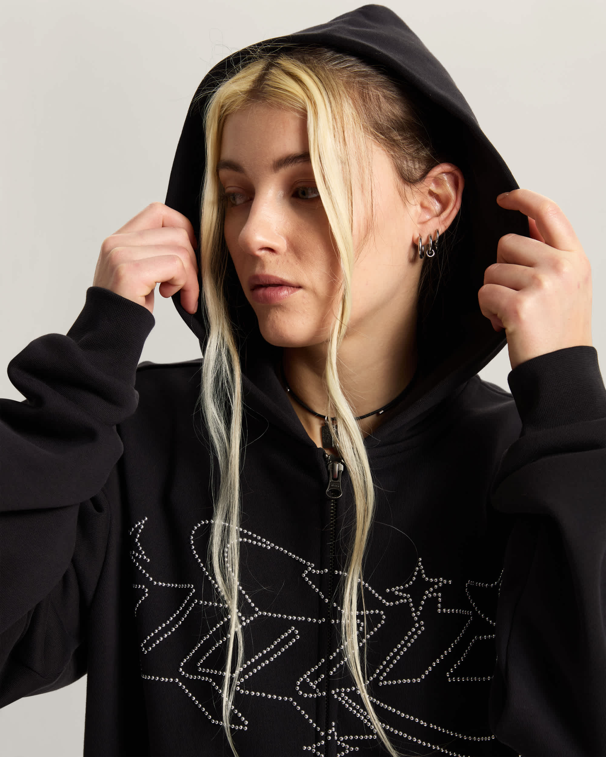 Y2K Star Zip Hoodie VANS Zwart ALT6