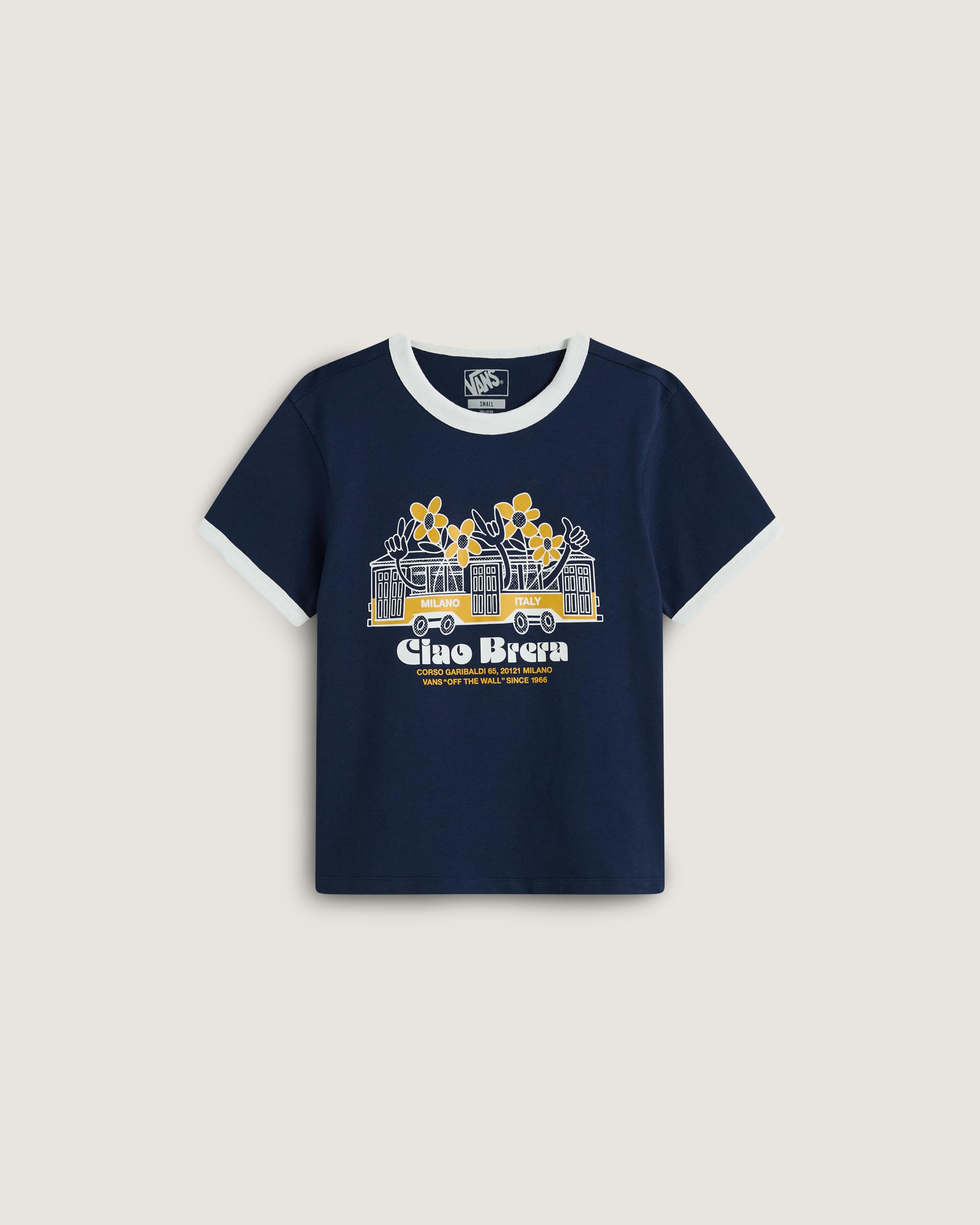 Tshirt Milano Ciao Brera Ringer VANS BleuBlanc HERO