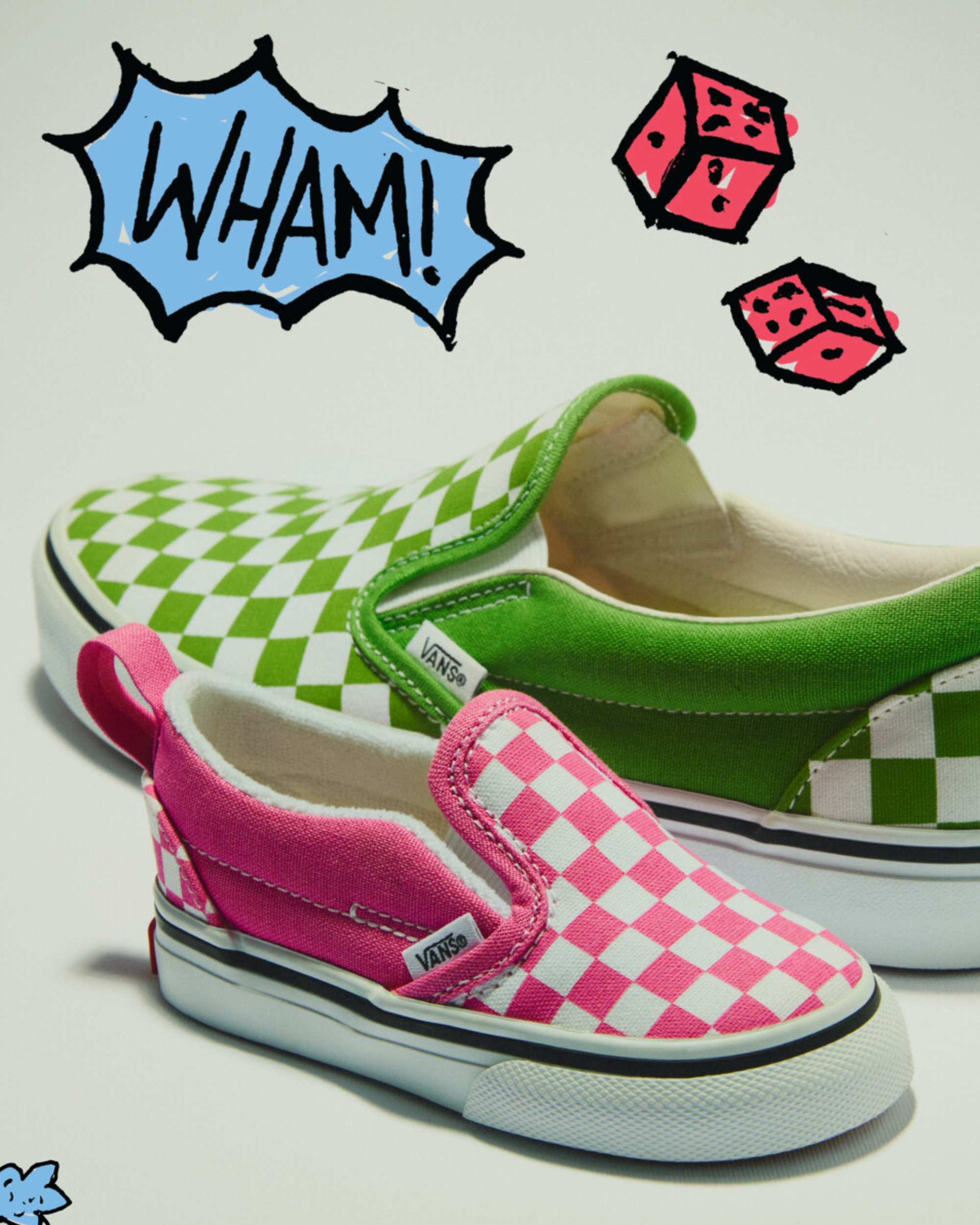 Zapatillas Checkerboard Classic SlipOn de nios pequeos 48 aos VANS Verde ALT1