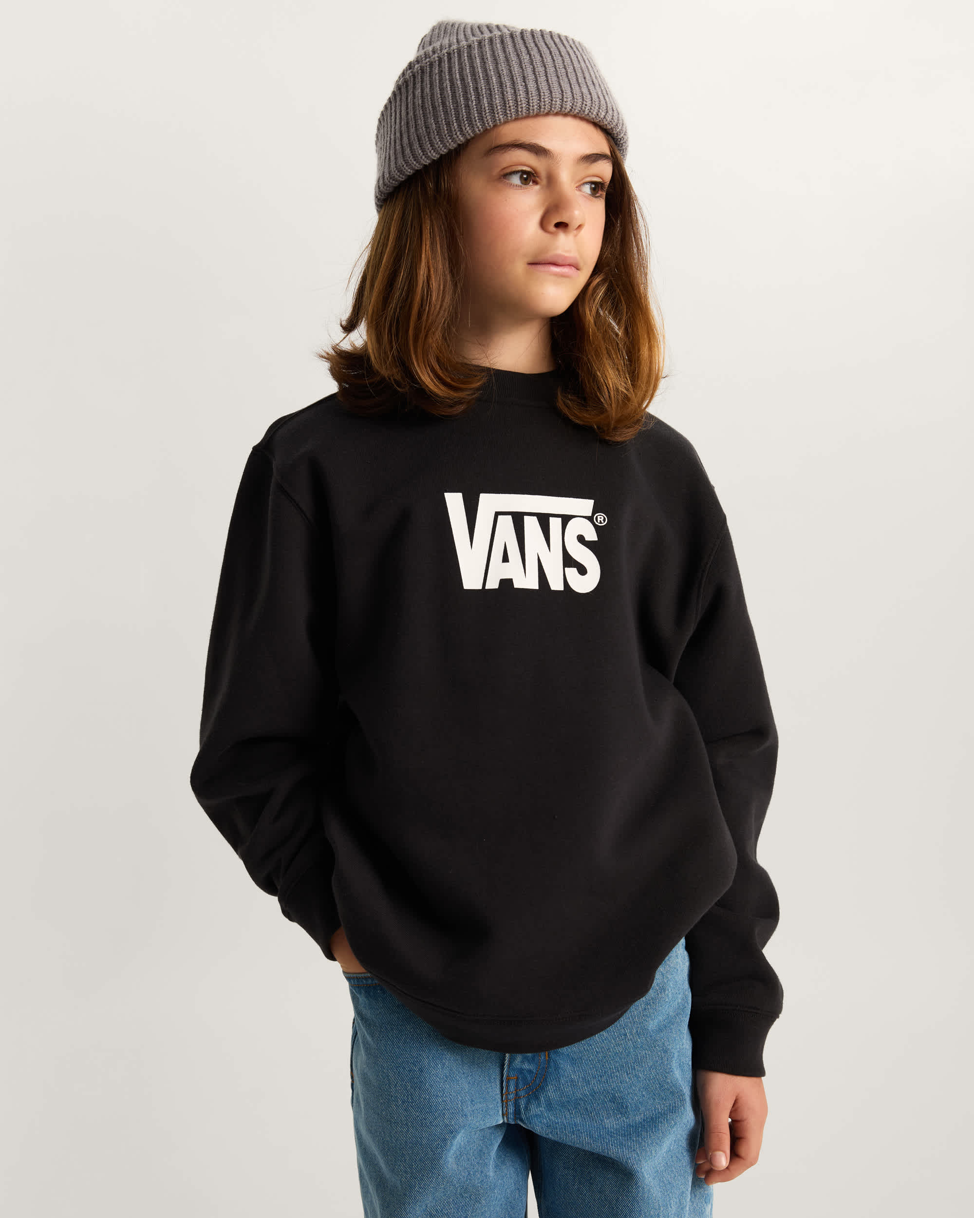 Kinder StretchSweatshirt mit Rundhalsausschnitt und Logo 814 Jahre VANS Schwarz ALT2