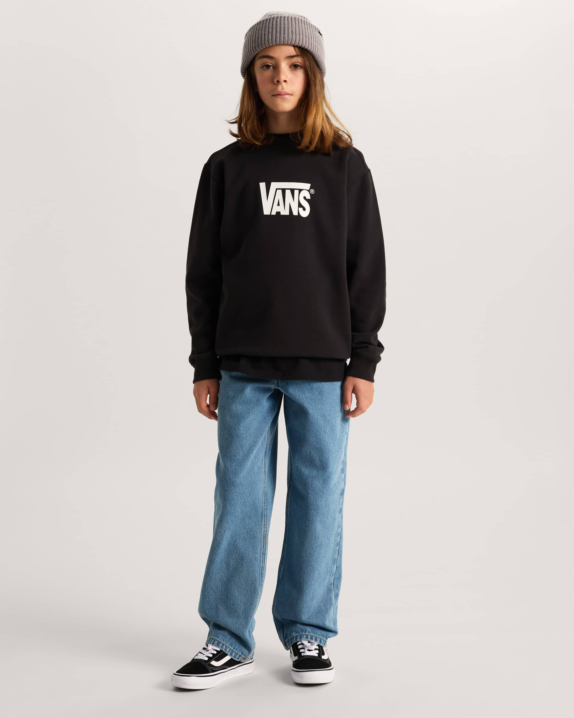 Kinder StretchSweatshirt mit Rundhalsausschnitt und Logo 814 Jahre VANS Schwarz ALT5