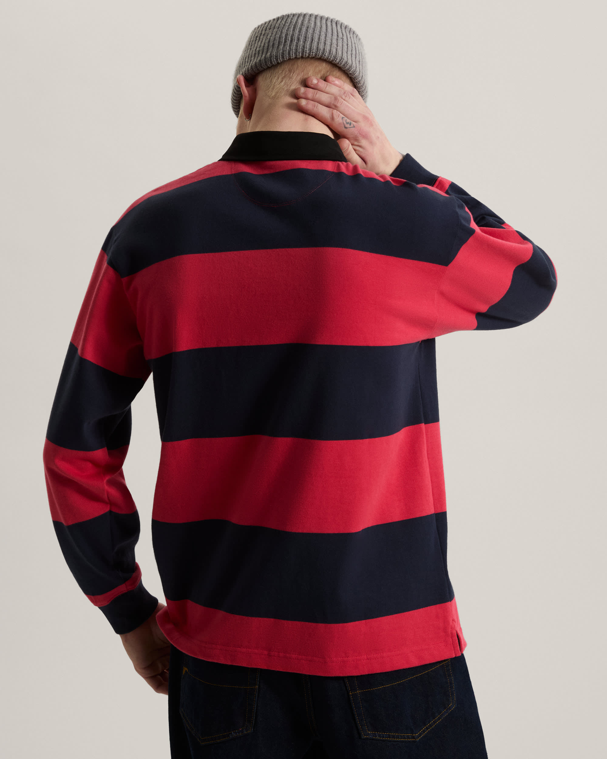Ward Stripe Rugby Knit Polo VANS Rot ALT3